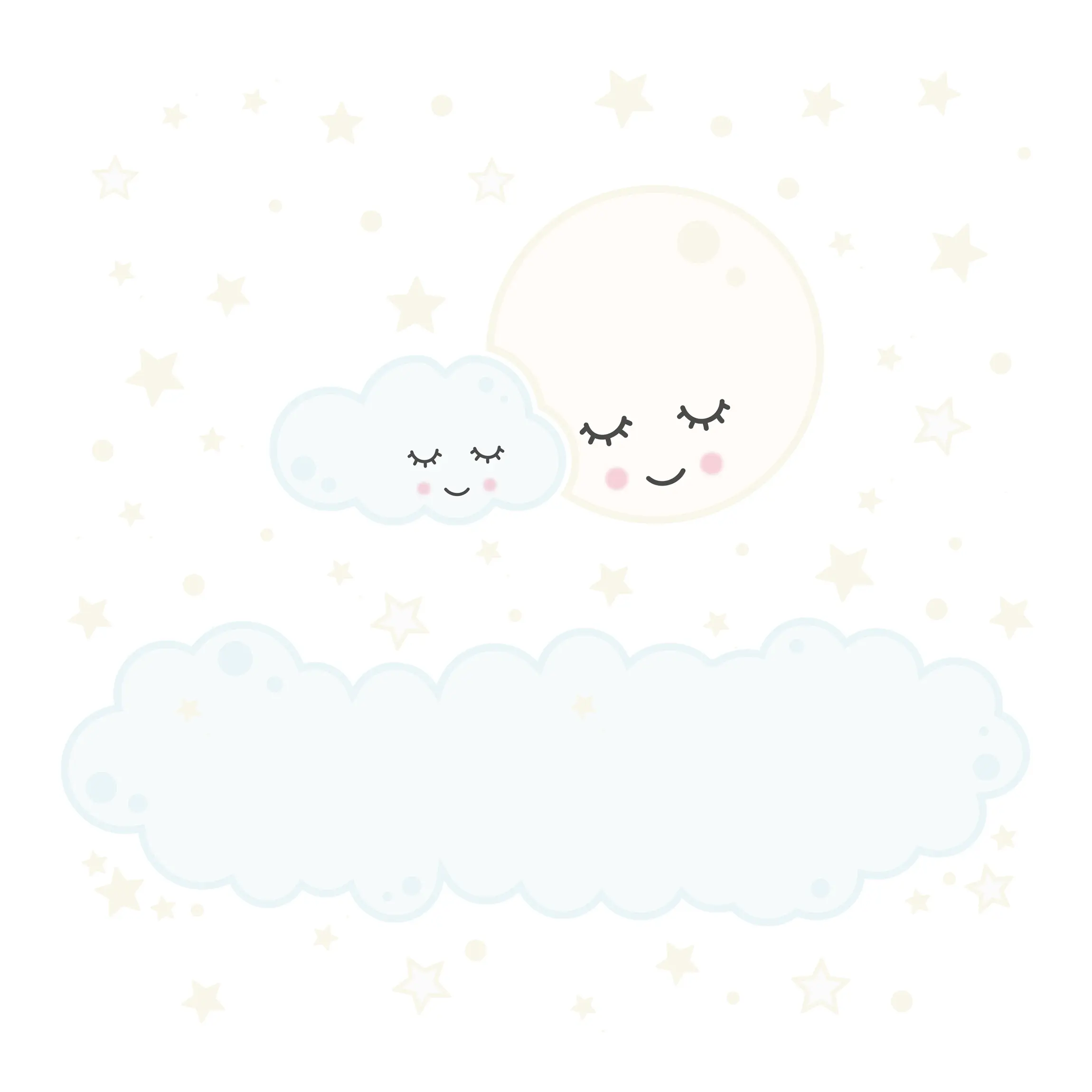 Sterne Augen Mond mit schlafenden Wolke