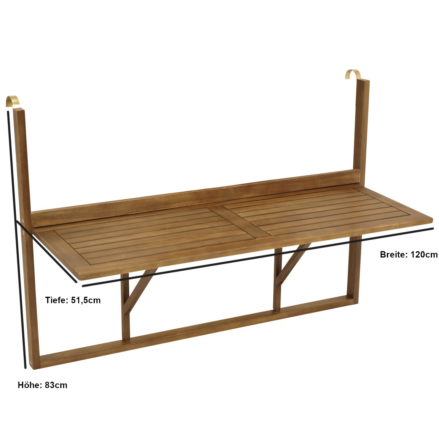 Balkonhängetisch 120x40cm, Akazienholz kaufen