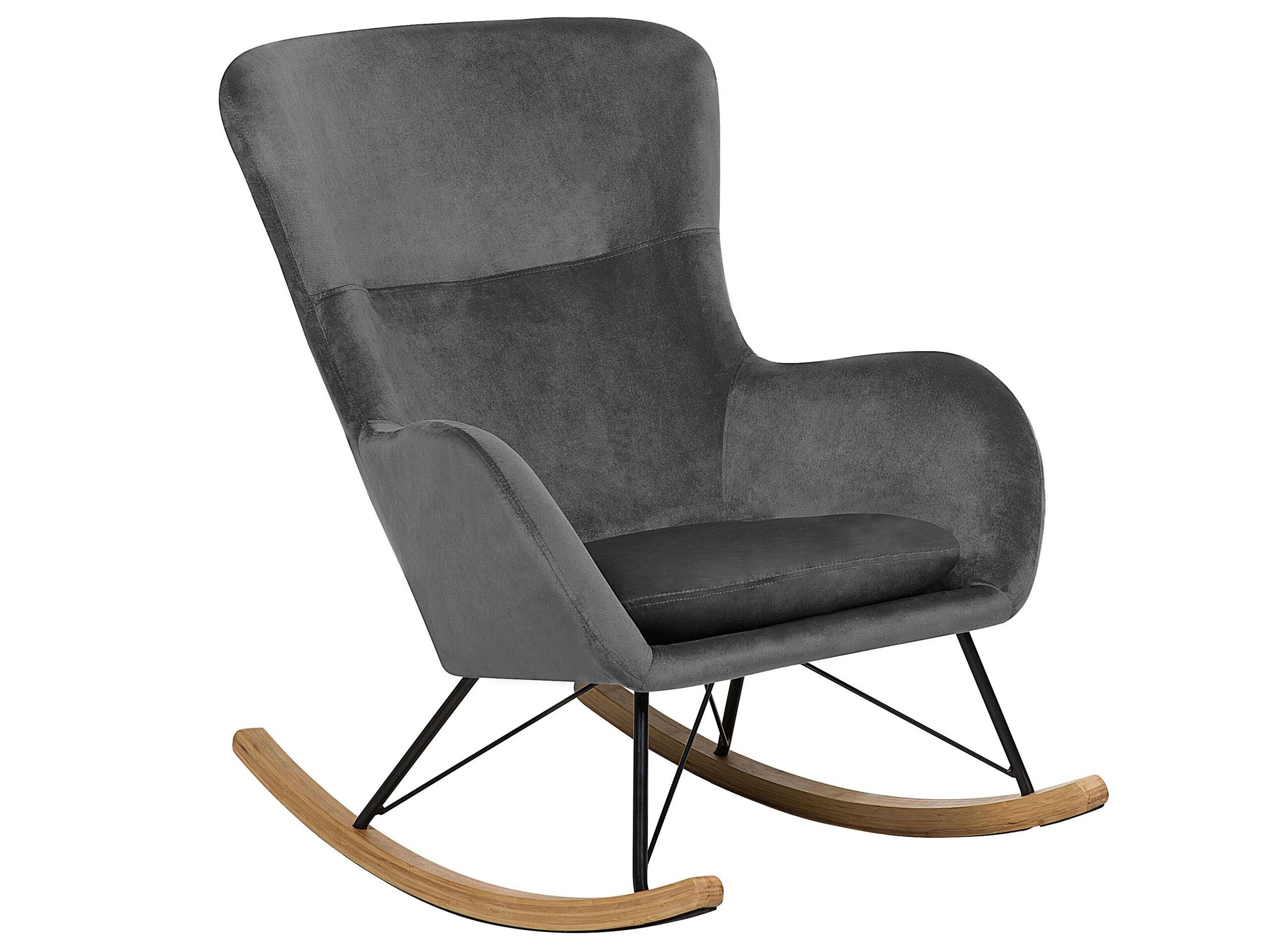 Fauteuil à Bascule Design En Tissu Bouclé Vert Foncé - Pieds Dorés - Dimensions 74x99 Cm - Charge Max 250 Kg