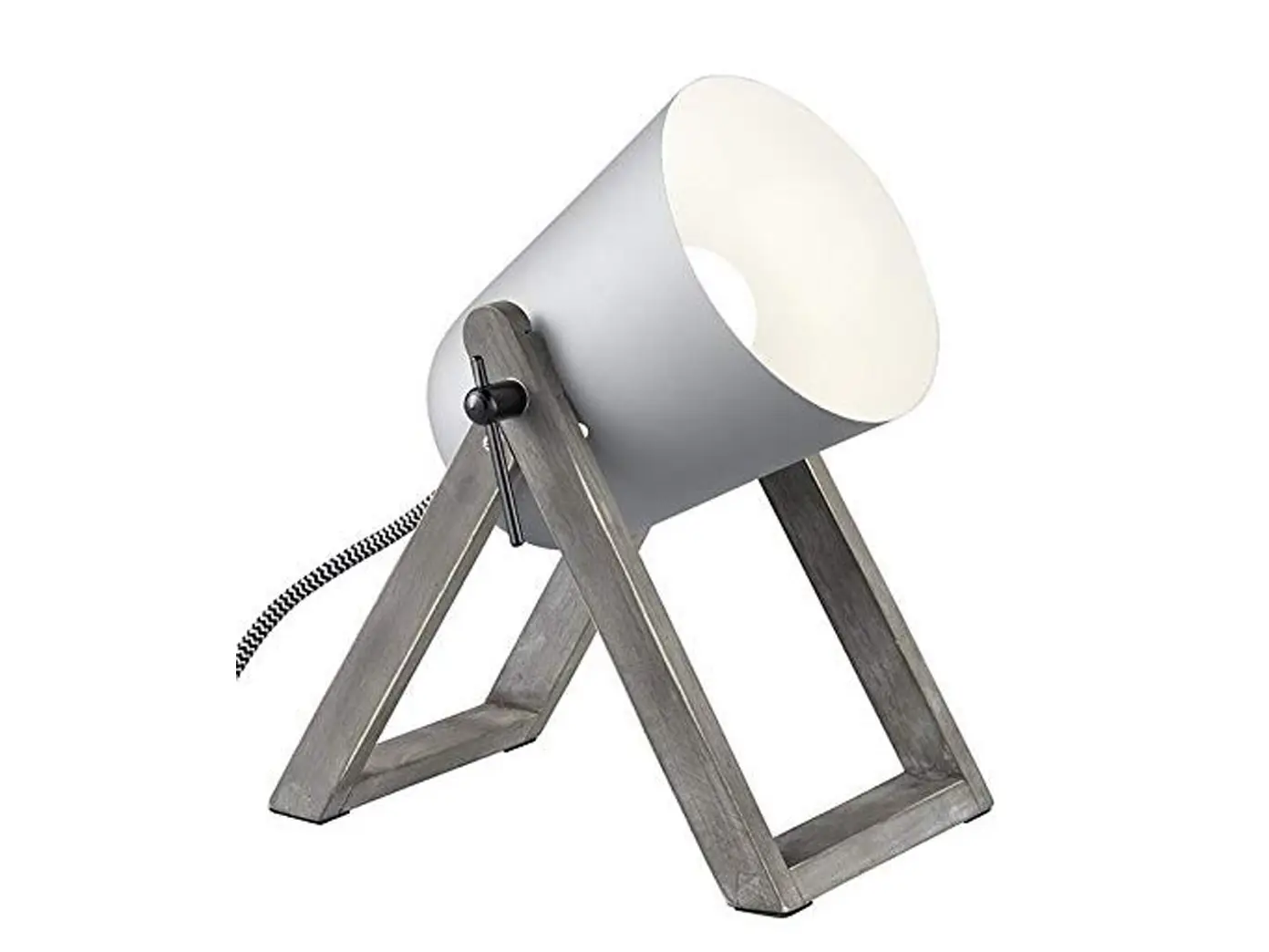 LED Tischlampe Holz, Metallschirm Grau | Tischlampen