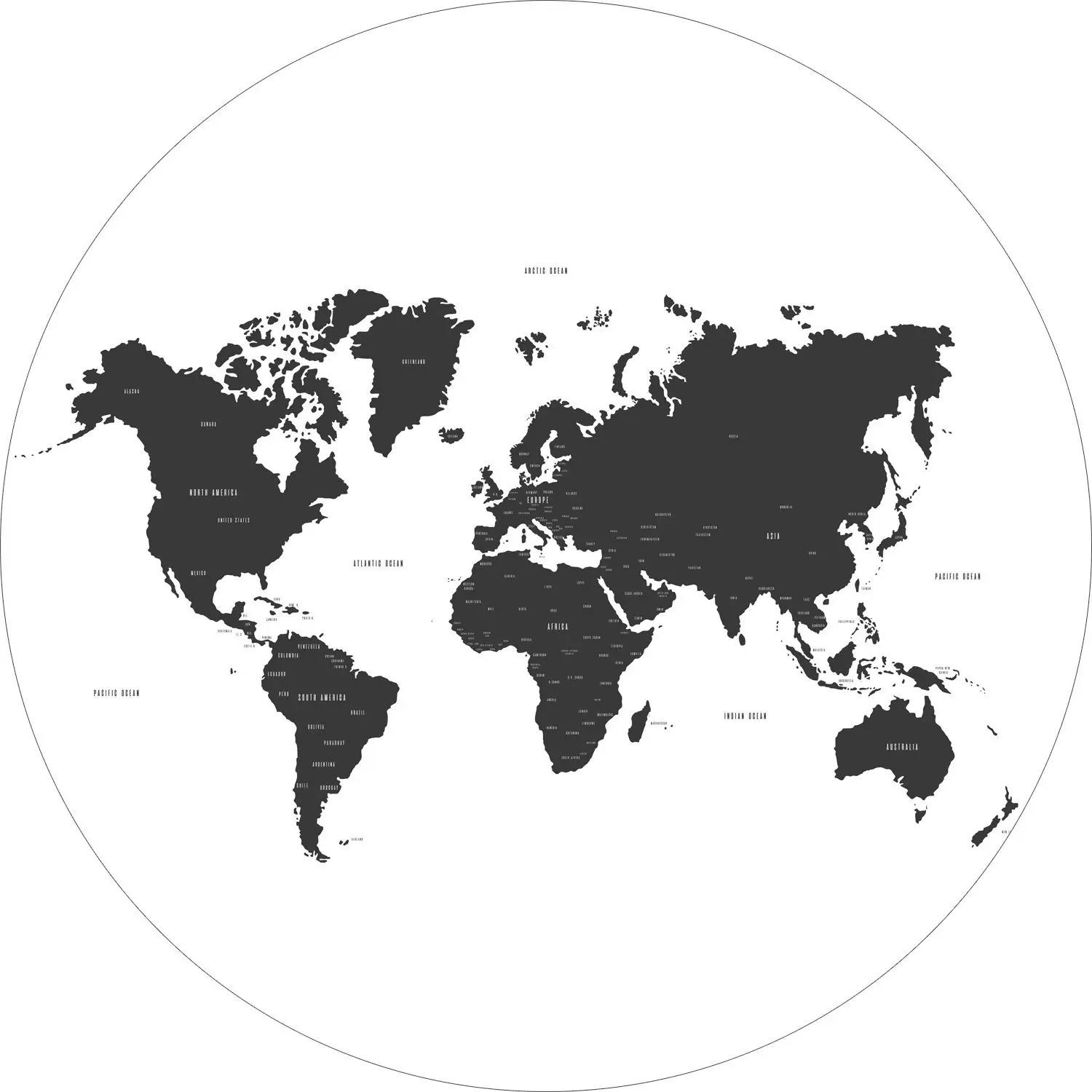 selbstklebende Weltkarte runde Tapete