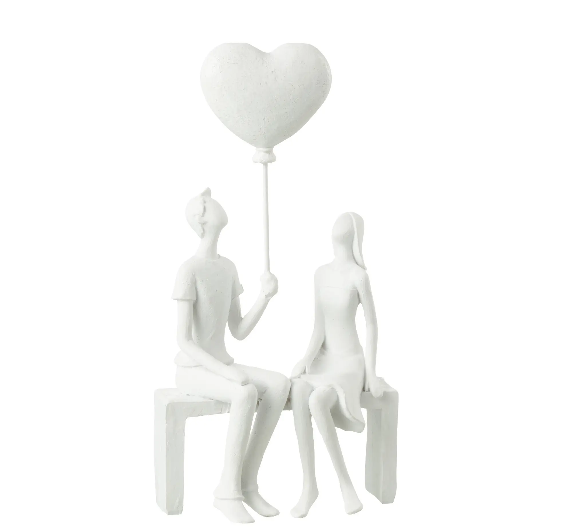 Paar-Skulptur mit Herzballon in wei脽