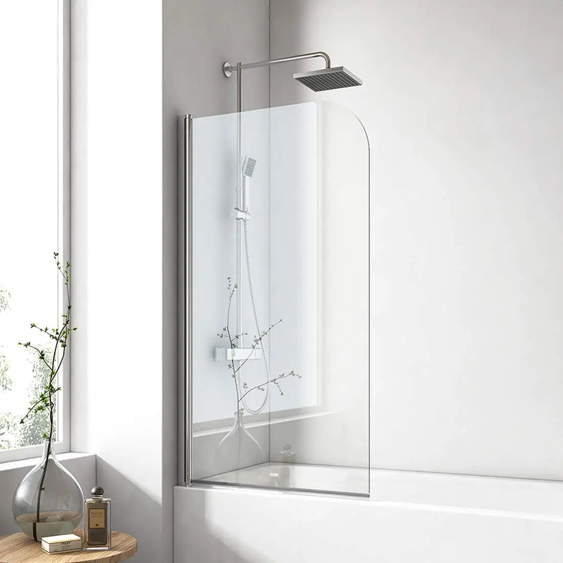 EMKE 80x140cm Duschwand Badewanne