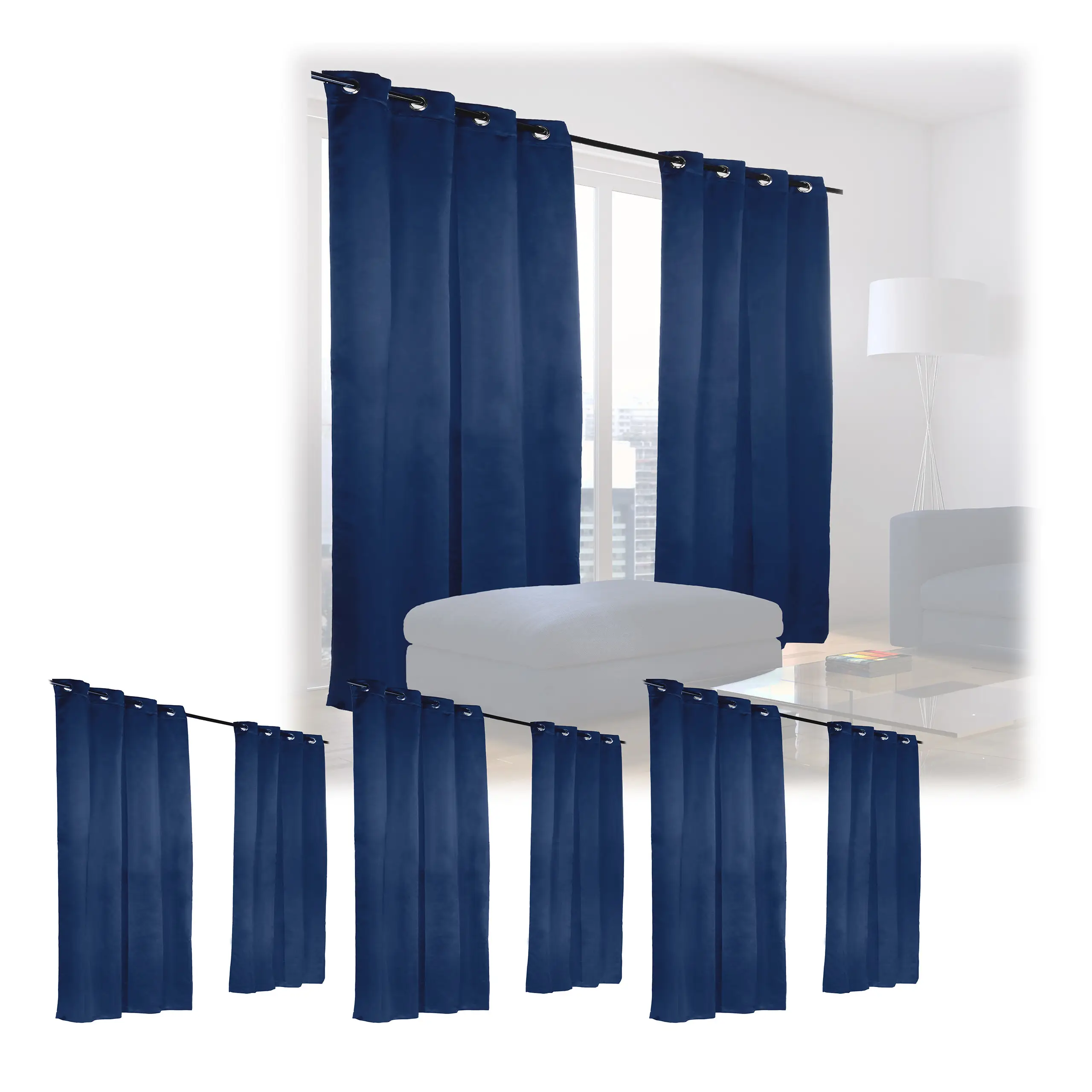 8 x Vorhang blau 245 x 135 cm