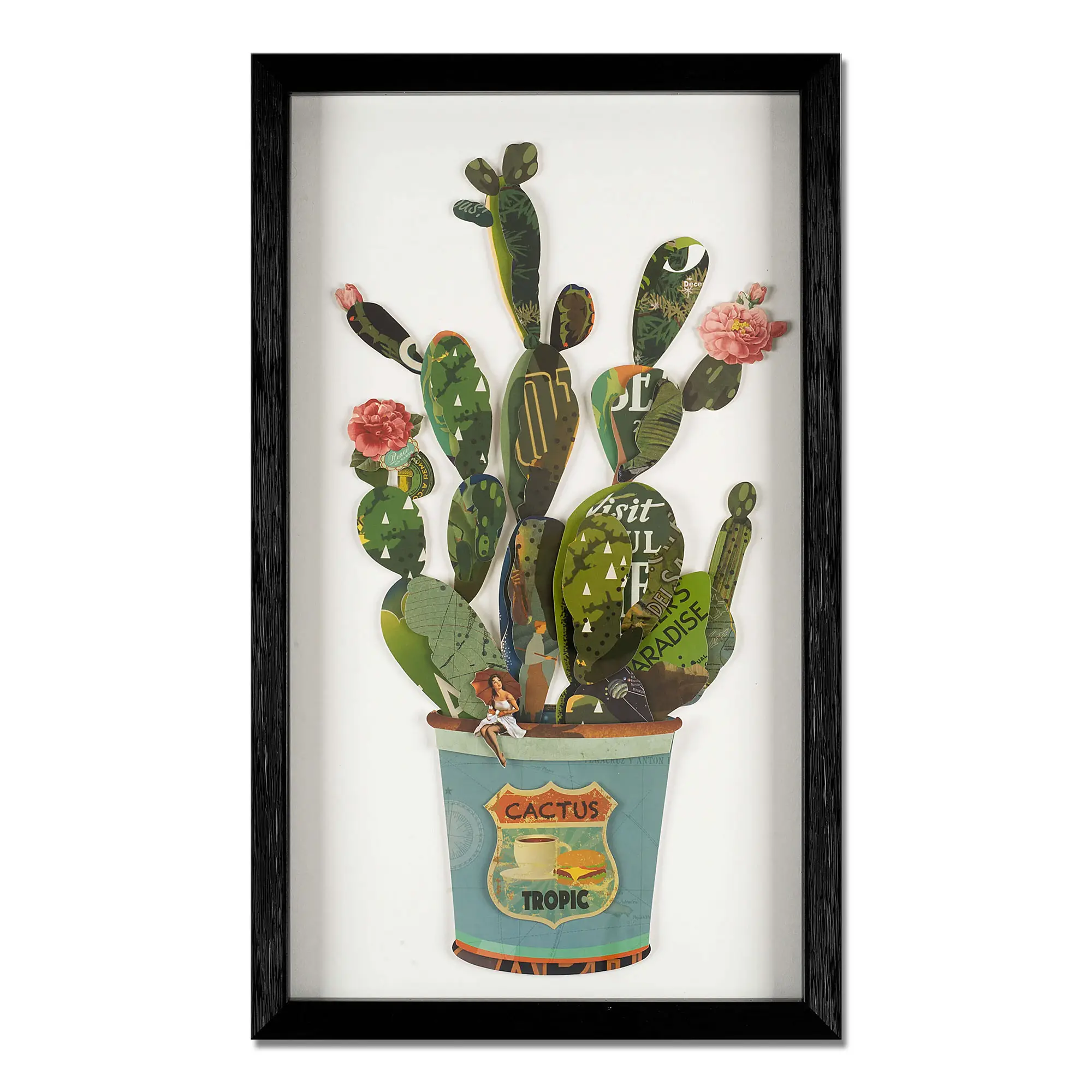 3D-Collage-Bild Kaktus in der Vase