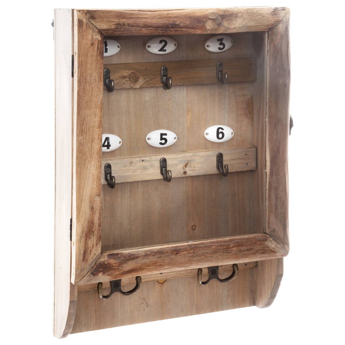 Cassetta Portachiavi In Legno Con Fiori Bianchi - 20x26.5cm - Organizza Chiavi Con Stile