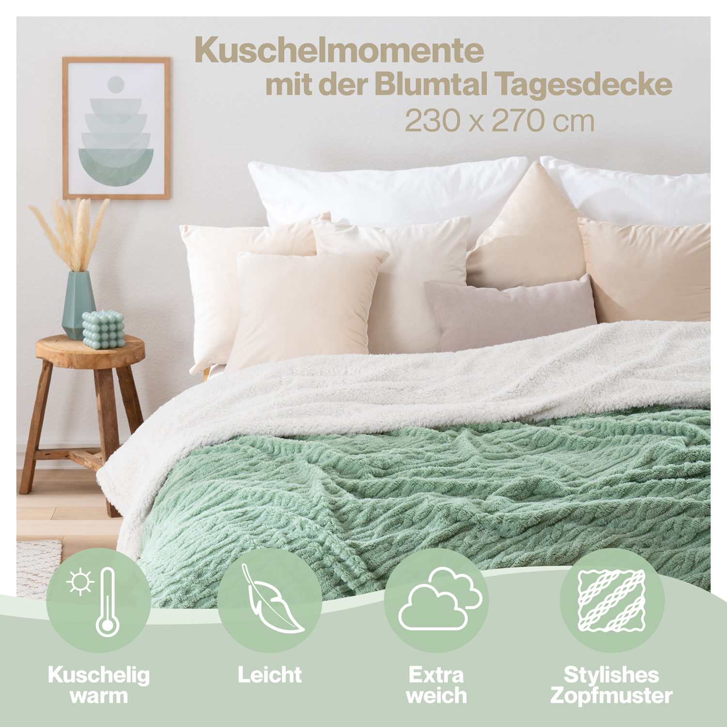 Kuscheldecke SHERPA mit Zopfstrick-Optik kaufen