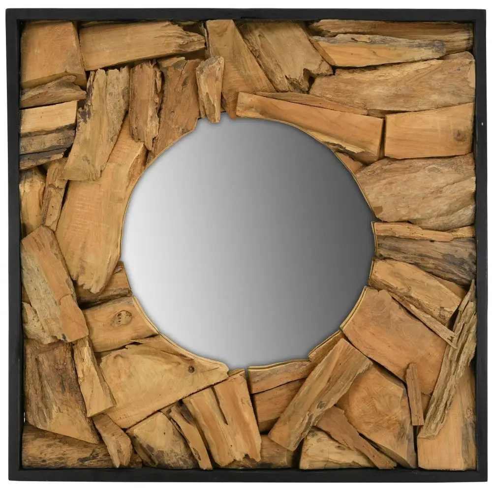 Quadratischer Spiegel aus ungef盲rbtem Re