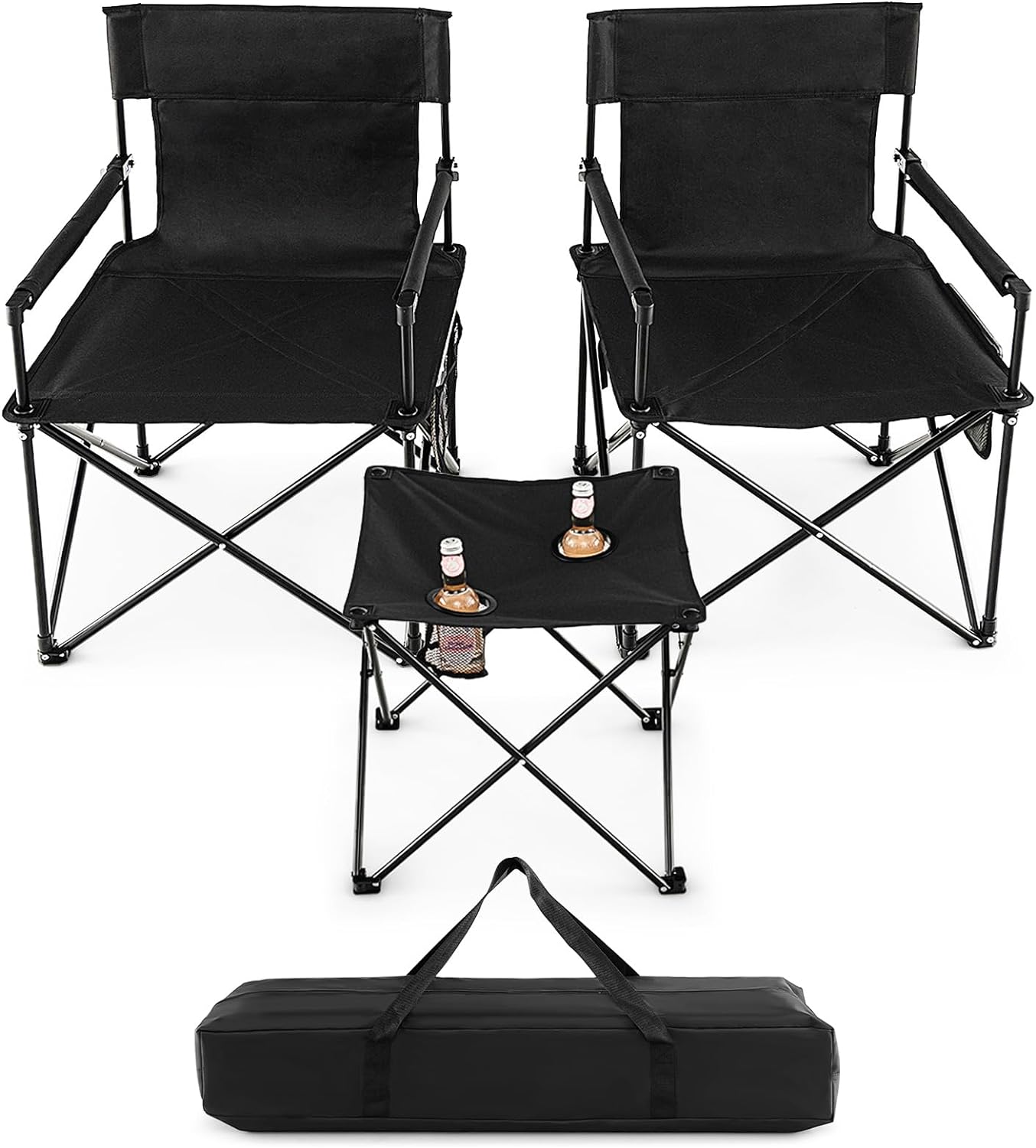 Lot De 4 Chaises De Jardin Pliantes URBNLIVING - Anthracite - Plastique Robuste - 79x41.5x34 Cm - Pour Terrasse, Camping, Piscine