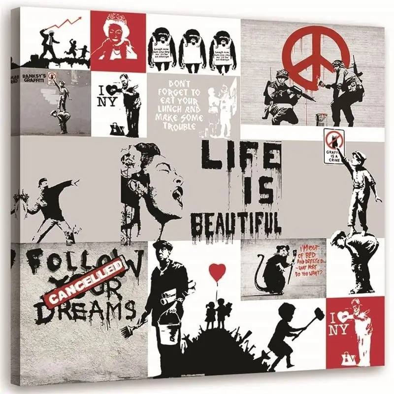 Art Leinwandbild Collage Banksy Street