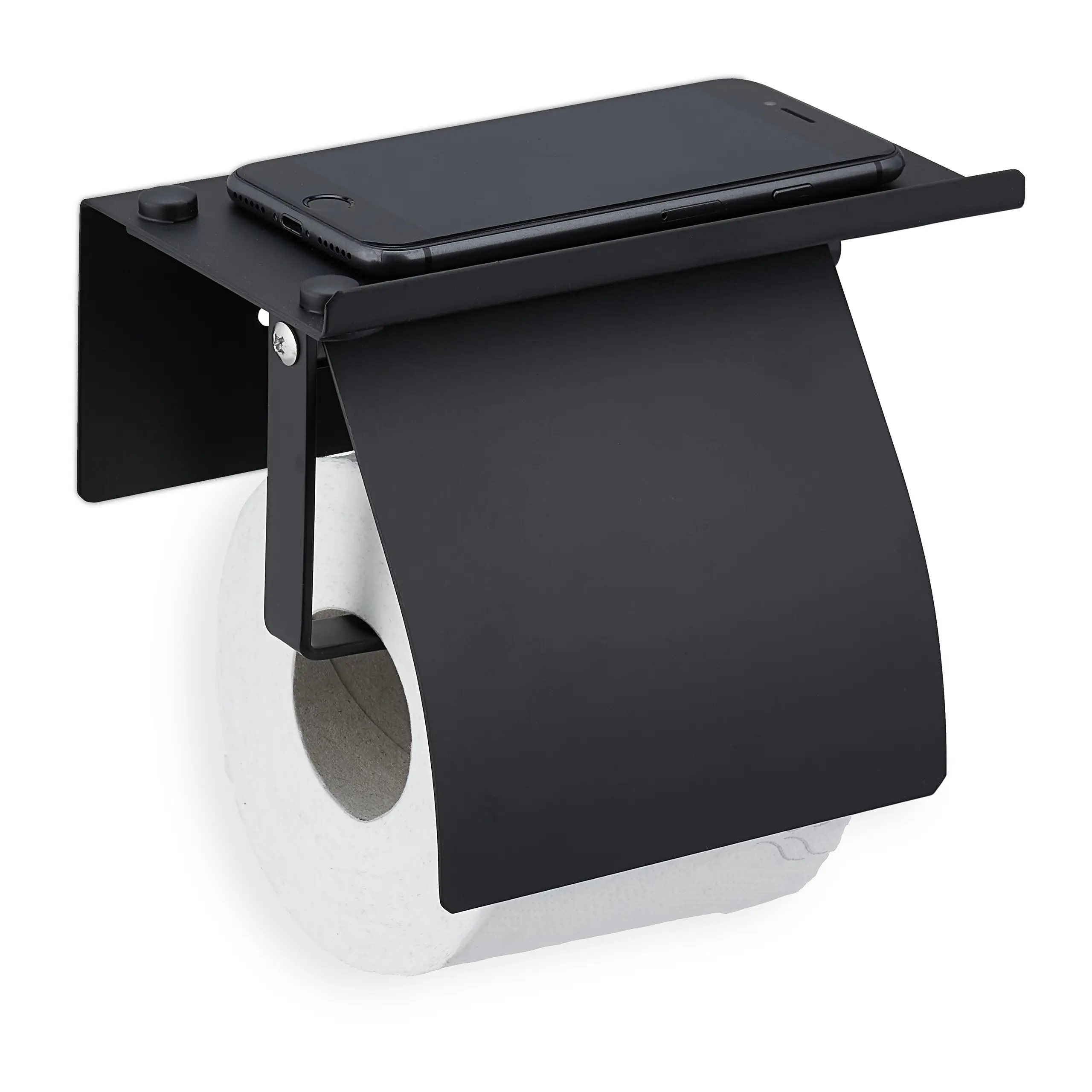 Toilettenpapierhalter mit Ablage schwarz