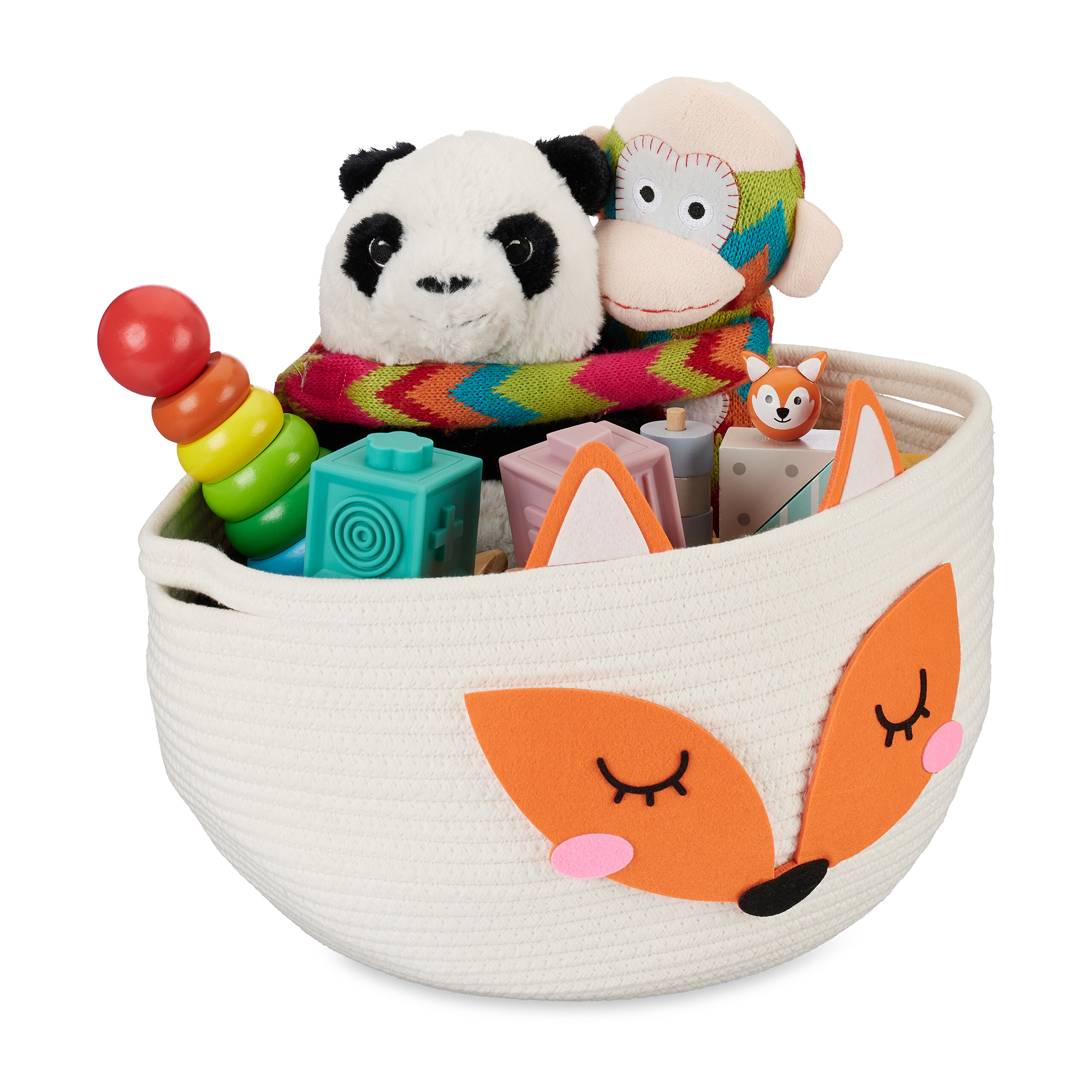 Panier De Rangement En Corde De Coton Yiuswoy - 30x30cm, Motif Renard, Pour Jouets Ou Linge