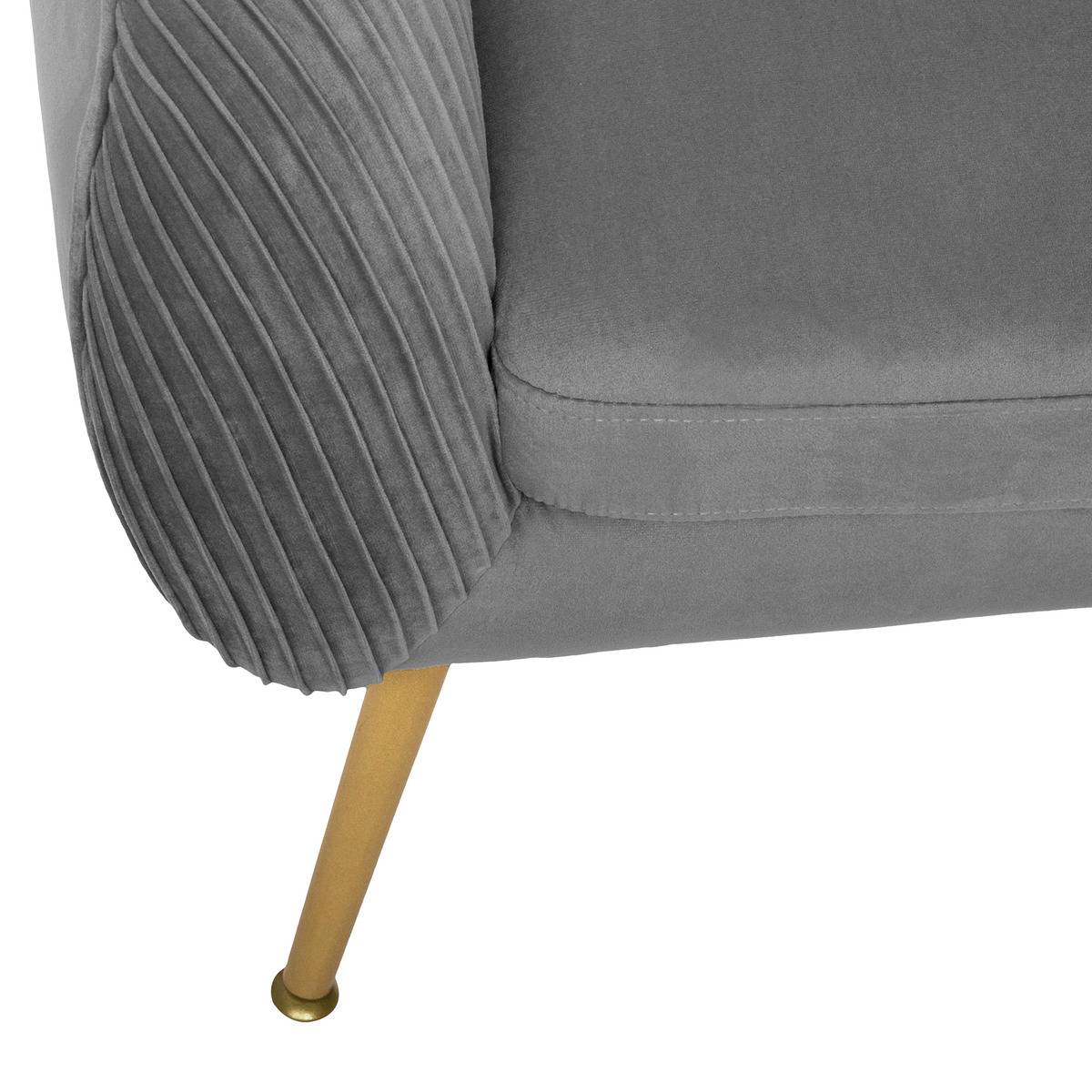 Fauteuil Solaro en velours plissé Atmosphera Couleur Gris
