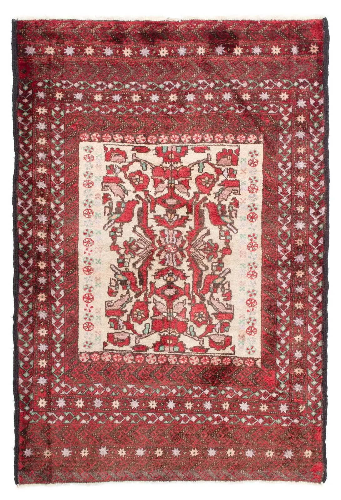 Belutsch Teppich - 147 x 99 cm - rot | Kurzflorteppiche