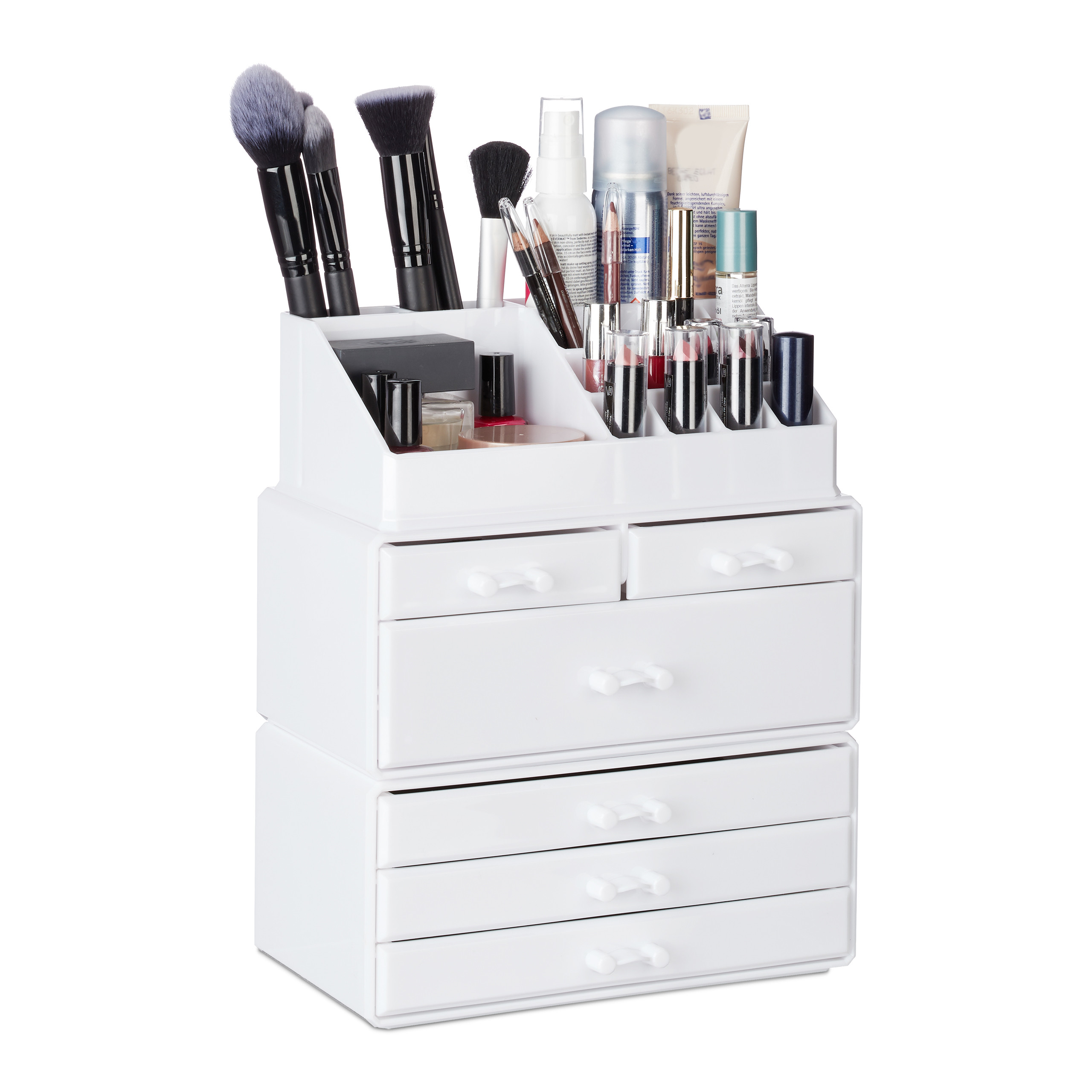 Acryl Make-up Organizer Quadratisch – 3 Fächer, Transparent, Für Schminke, Pinsel & Mehr