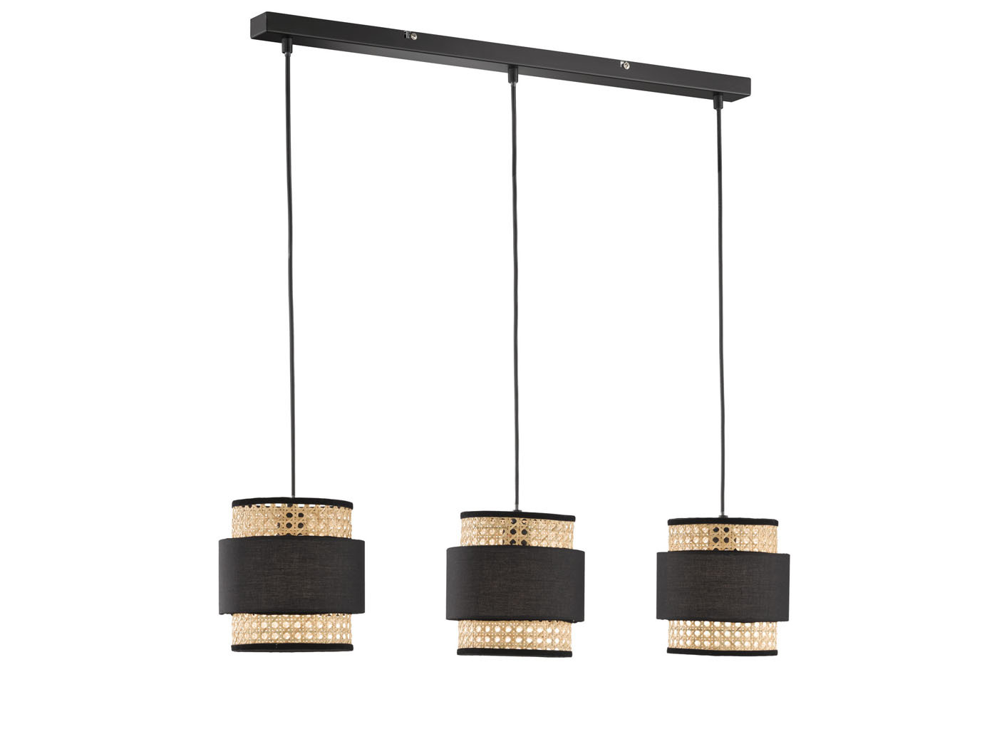 Osasy Pendelleuchte Mit Rattan-Lampenschirm, 2 Stück – Handgeflochten, Höhe Verstellbar, Vintage-Design