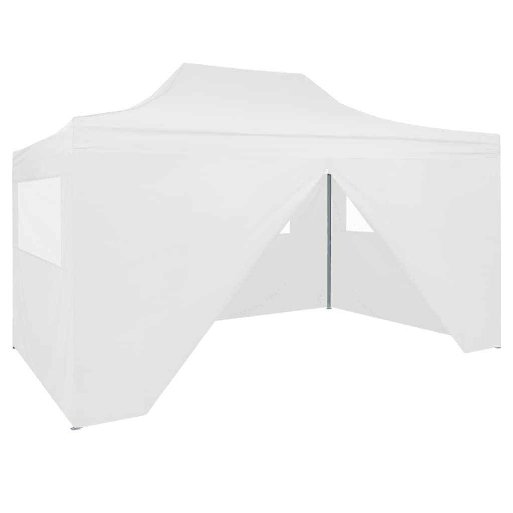 Tente de jardin pliable avec rideaux en tissu blanc 100% polyester