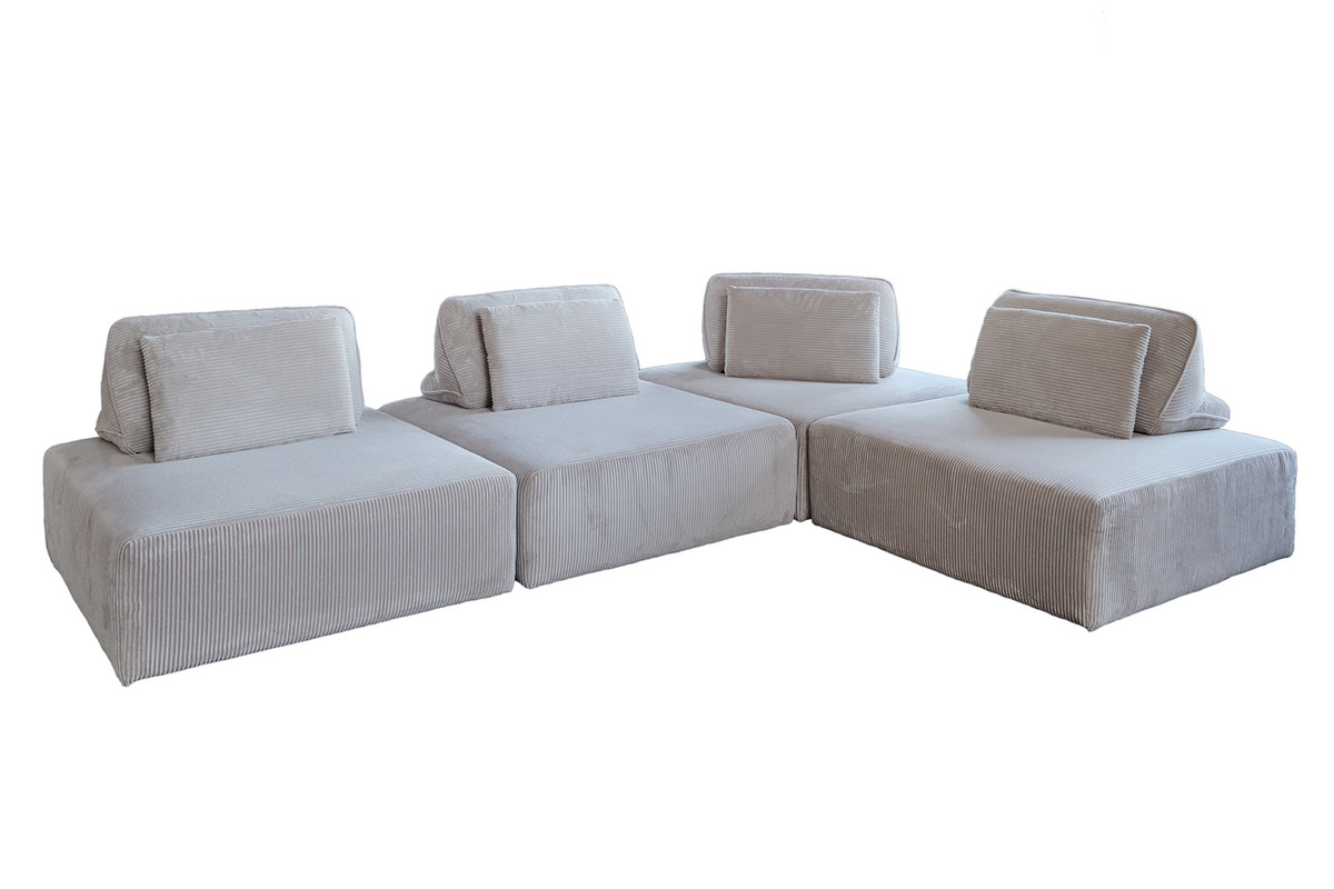 Canapé Modulable 2 Modules Hugo Soft Relax – Beige, Lin