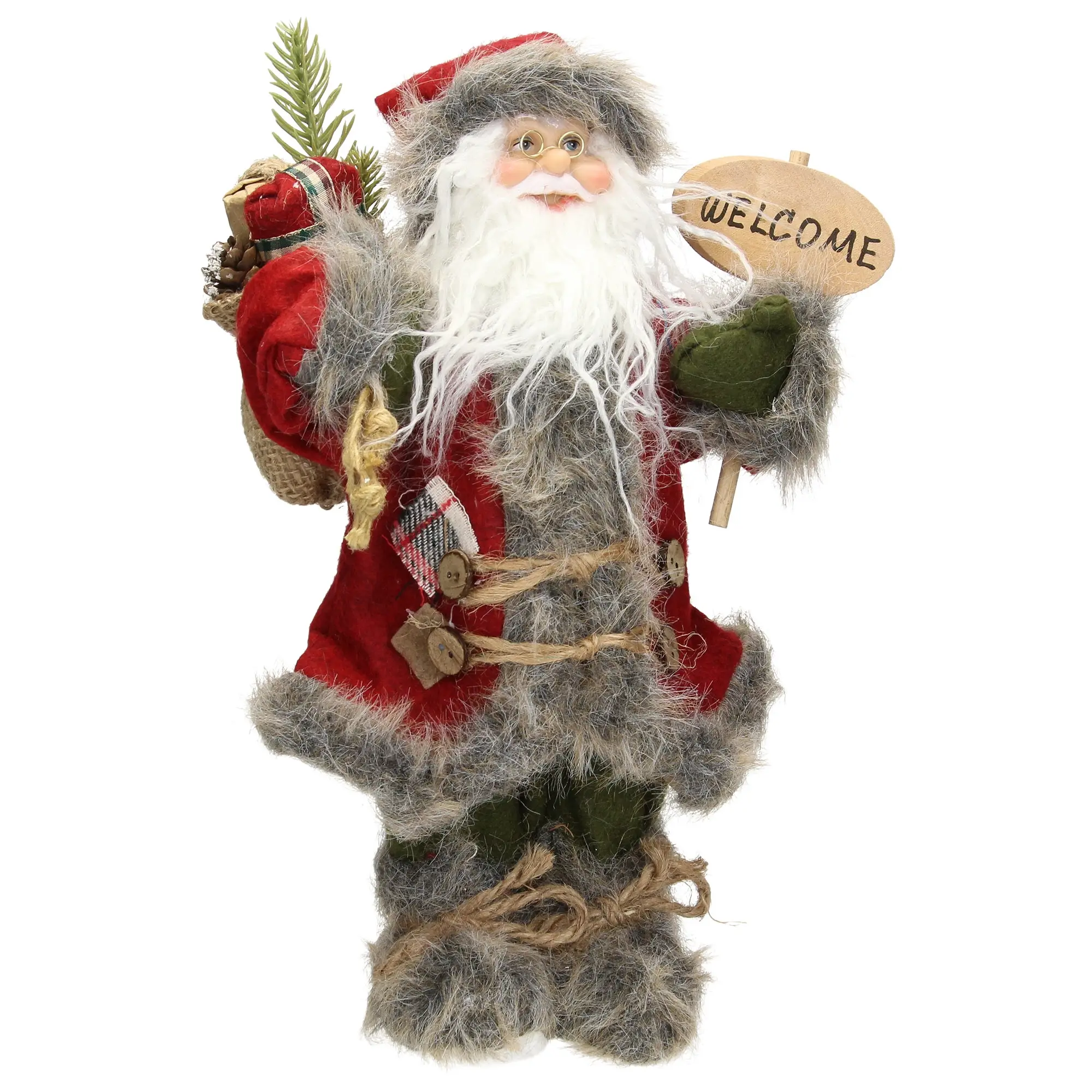 Weihnachtsmann Deko-Figur 37cm  rot/grau