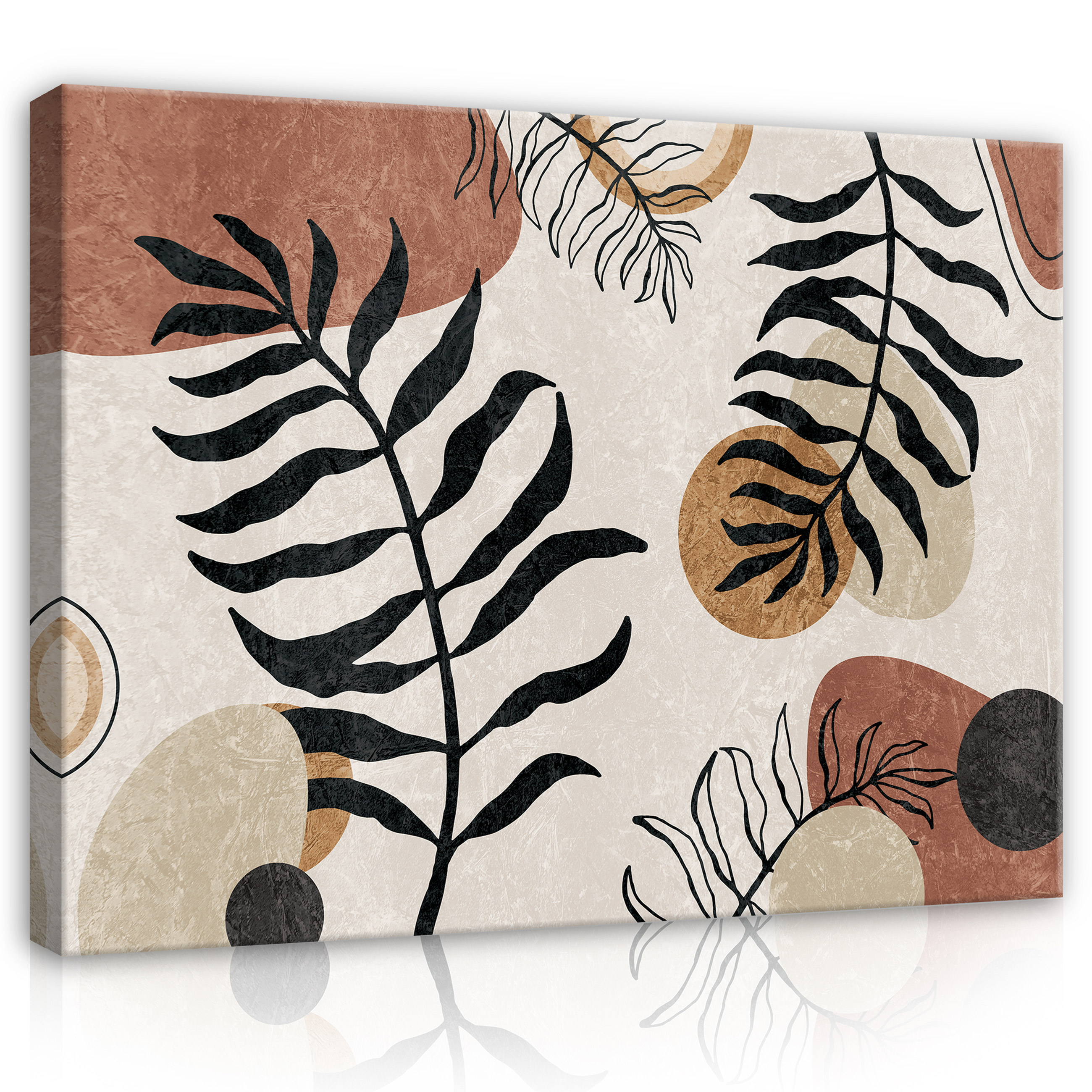 Boho Leinwandbild – Geometrische Sonne In Blau/Weiß, 40x60 Cm, Mid-Century Stil