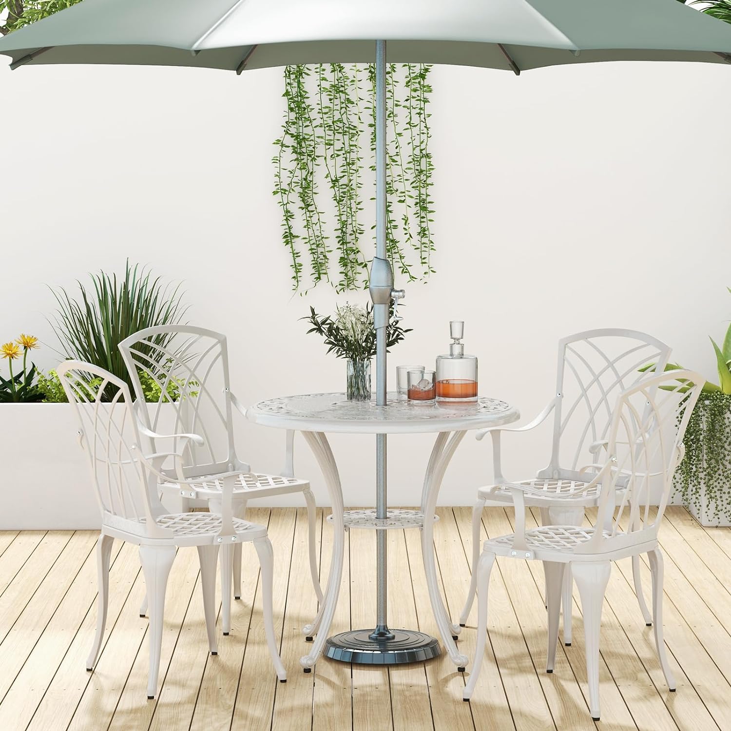White patio bistro set sales