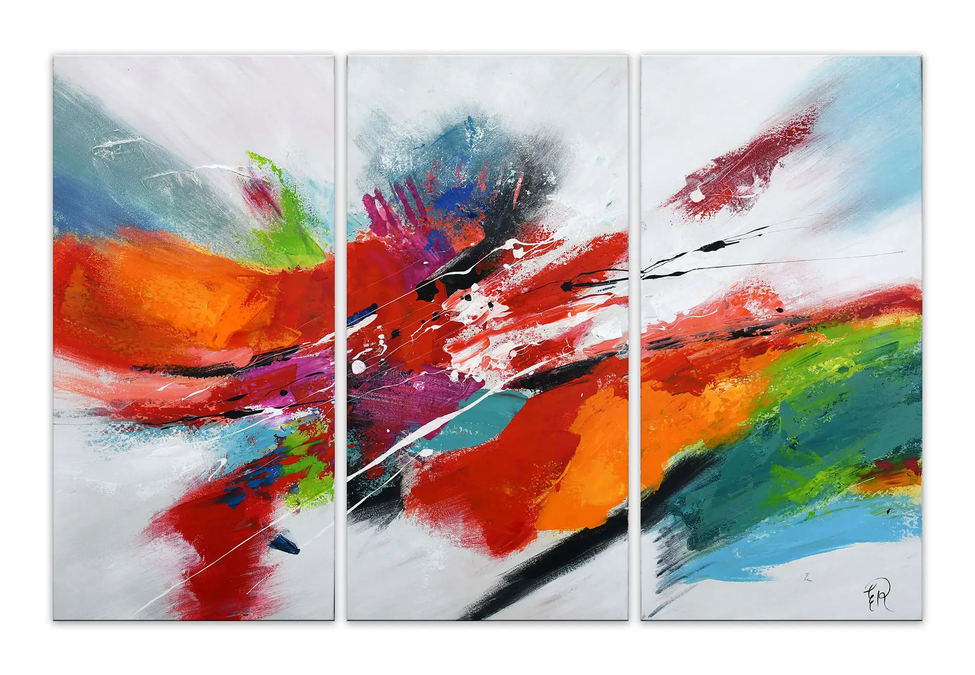Malerei Mehrfarbig Trio Abstrakt