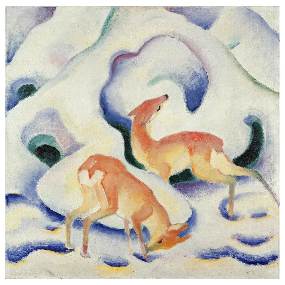 Leinwandbild Hirsch im Schnee
