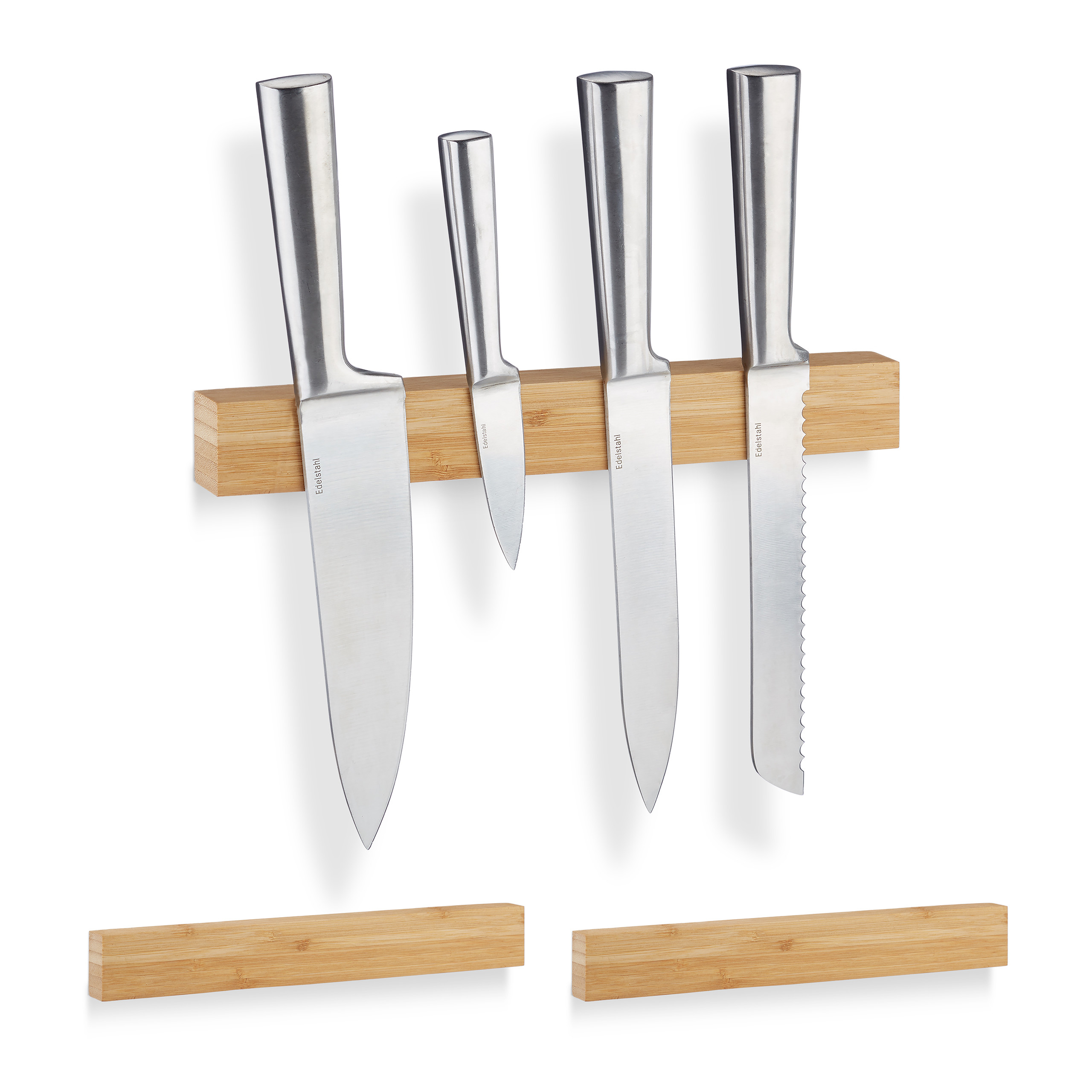 Relaxdays range couteaux de cuisine bambou, support couteaux pour
