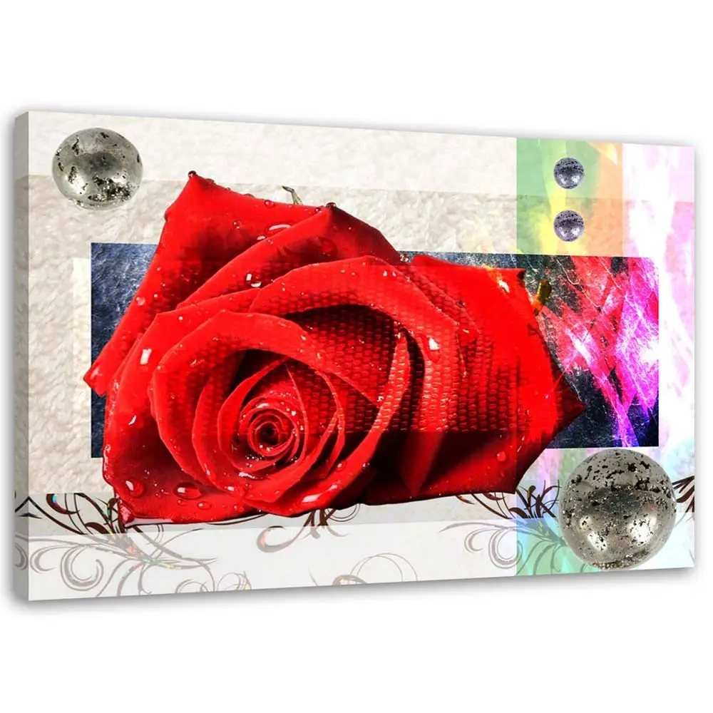 Abstrakt Leinwandbild Rose Rote Blumen