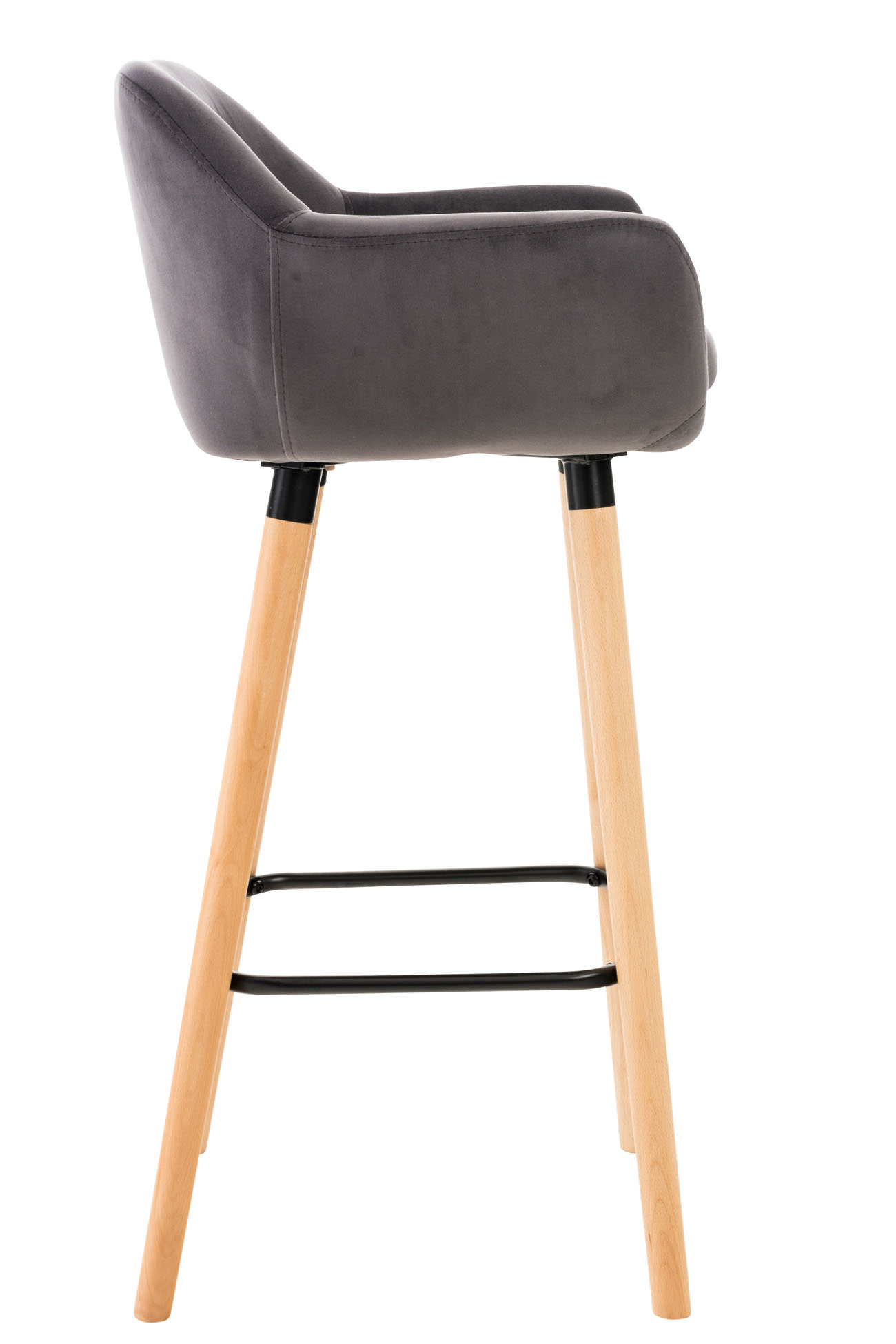 Chaise haute velours beige TIM (lot de 2) | Tabourets de bar / Chaises
