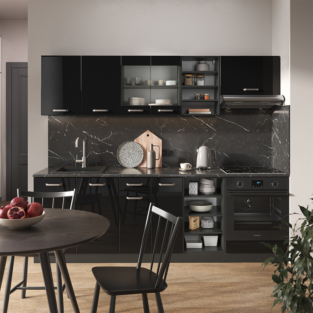 Vicco Cuisine R-Line, Anthracite brillant/anthracite, 240cm sans PT | Leroy Merlin