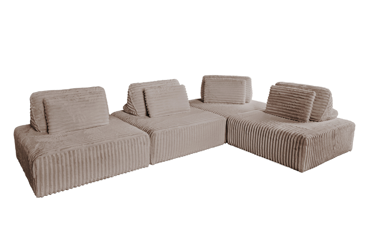 Canapé Modulable 2 Modules Hugo Soft Relax – Beige, Lin