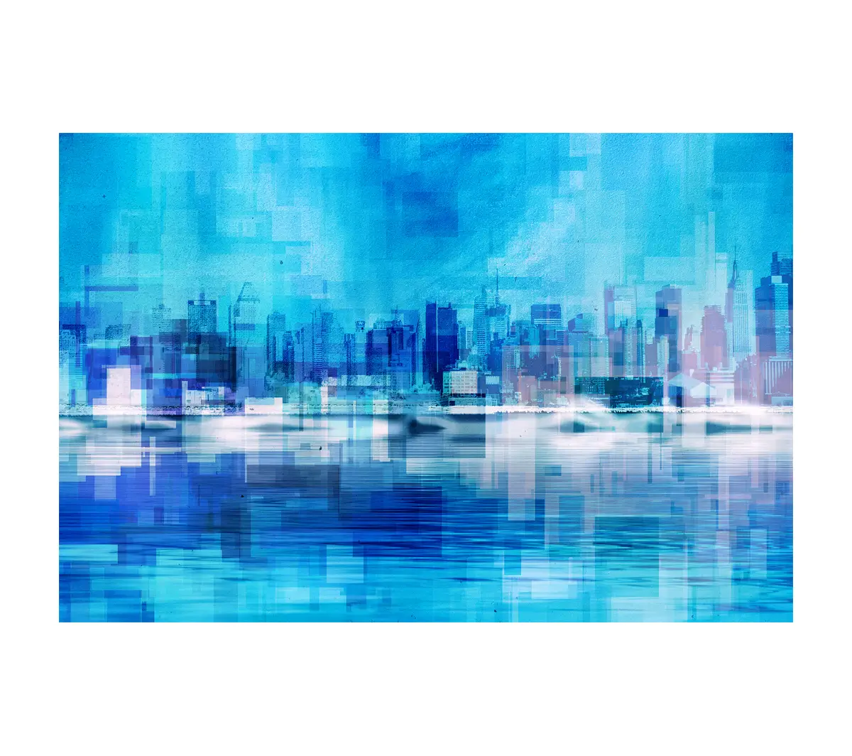 Elektrische blaue Stadt Wandkunst
