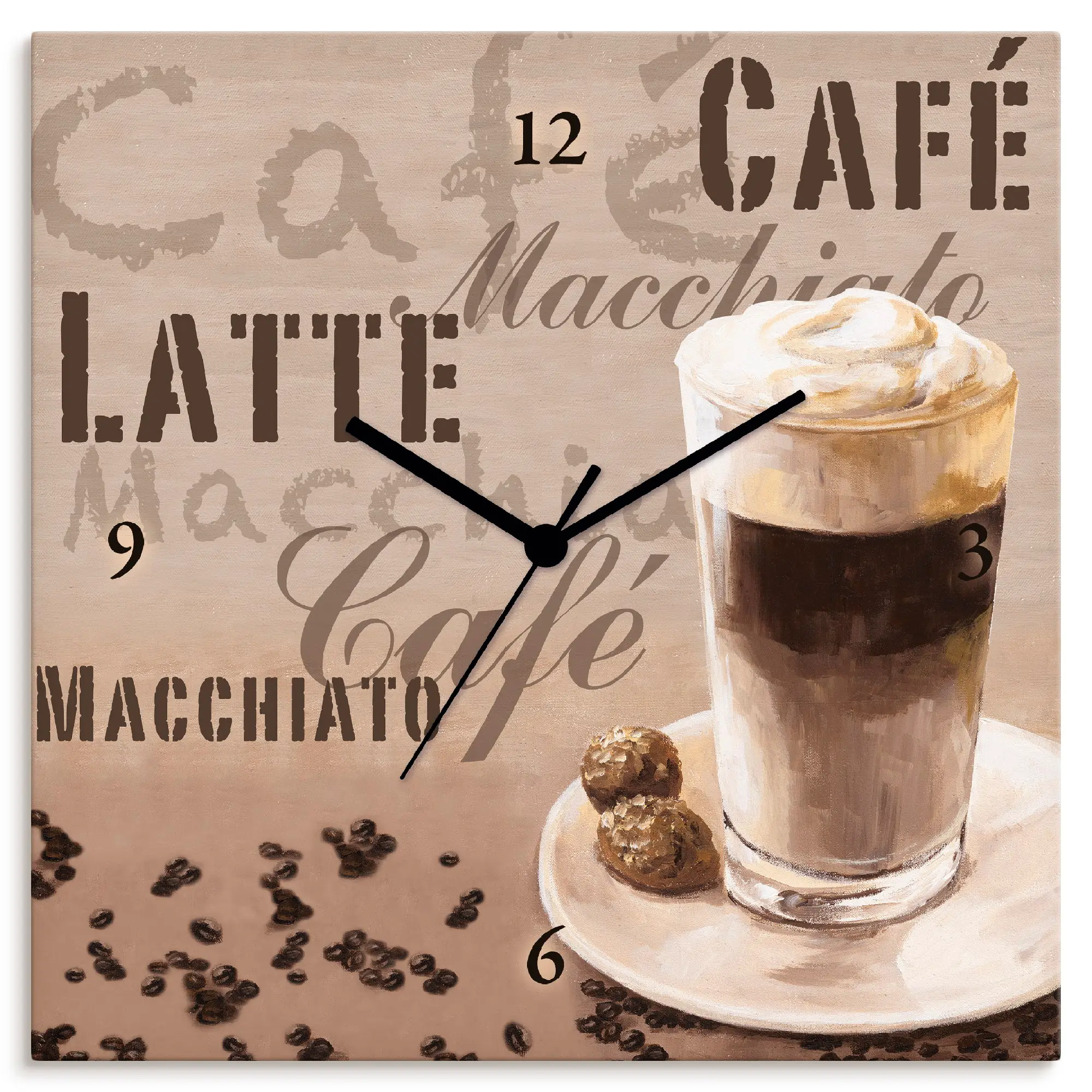 - Macchiato Wanduhr Kaffee Latte