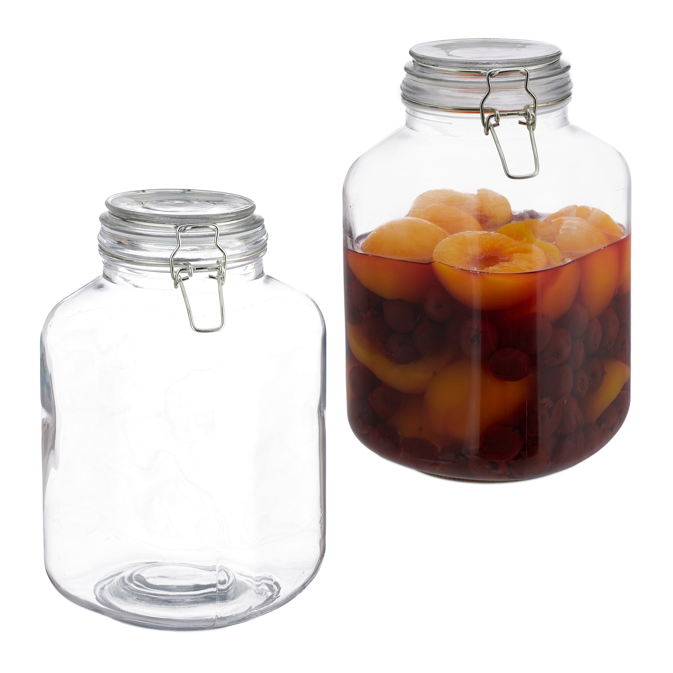 Lot De 2 Bocaux En Verre Hermétiques Avec Couvercle En Bois - 2000 Ml (2L) - Zuzer