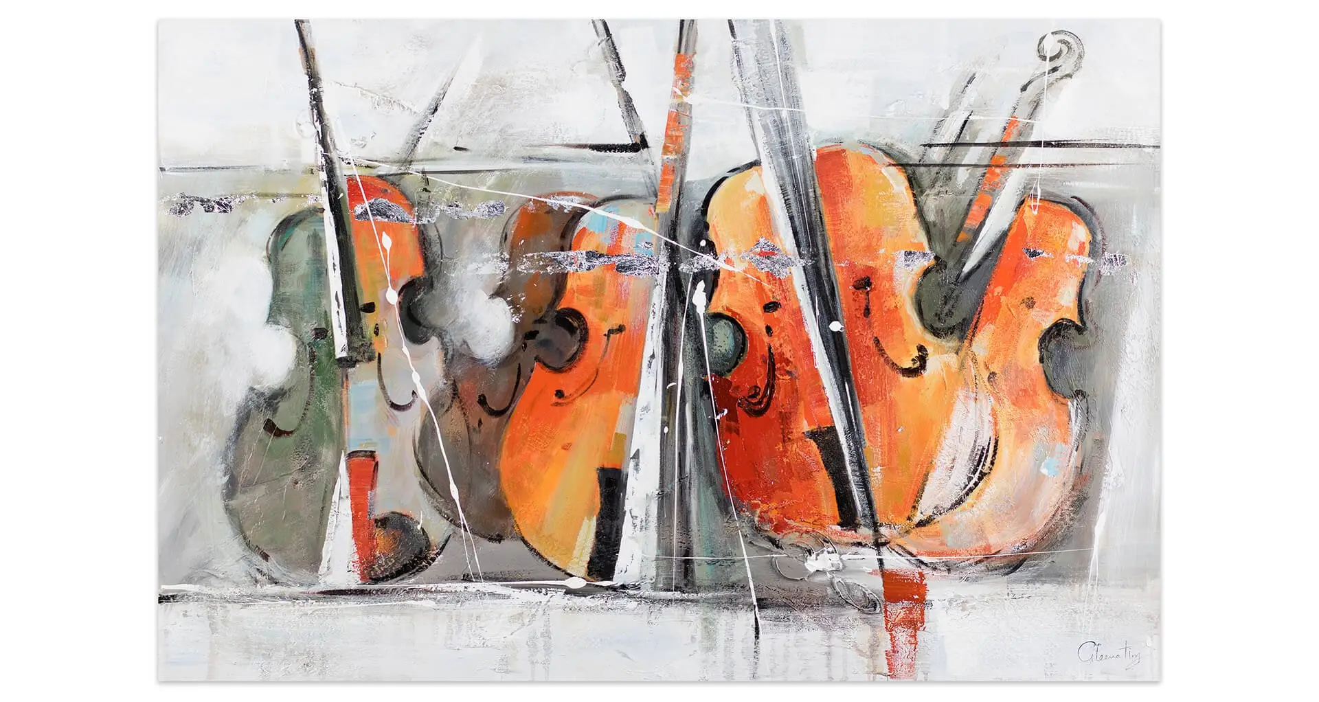 Acrylbild handgemalt Quartett der Geigen