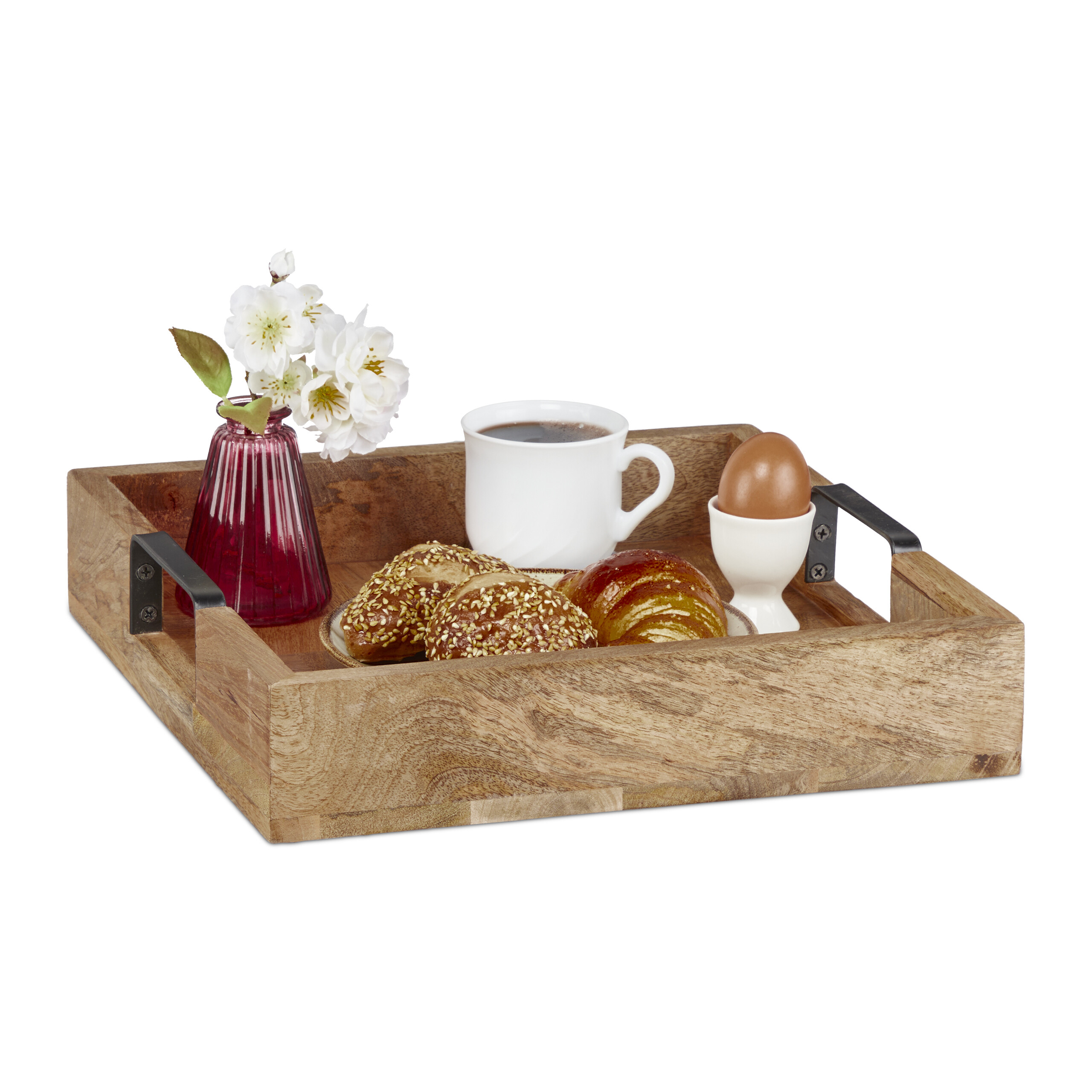 Plateau Rond En Bois De Manguier - Corail - Signes Grimalt - Décoration