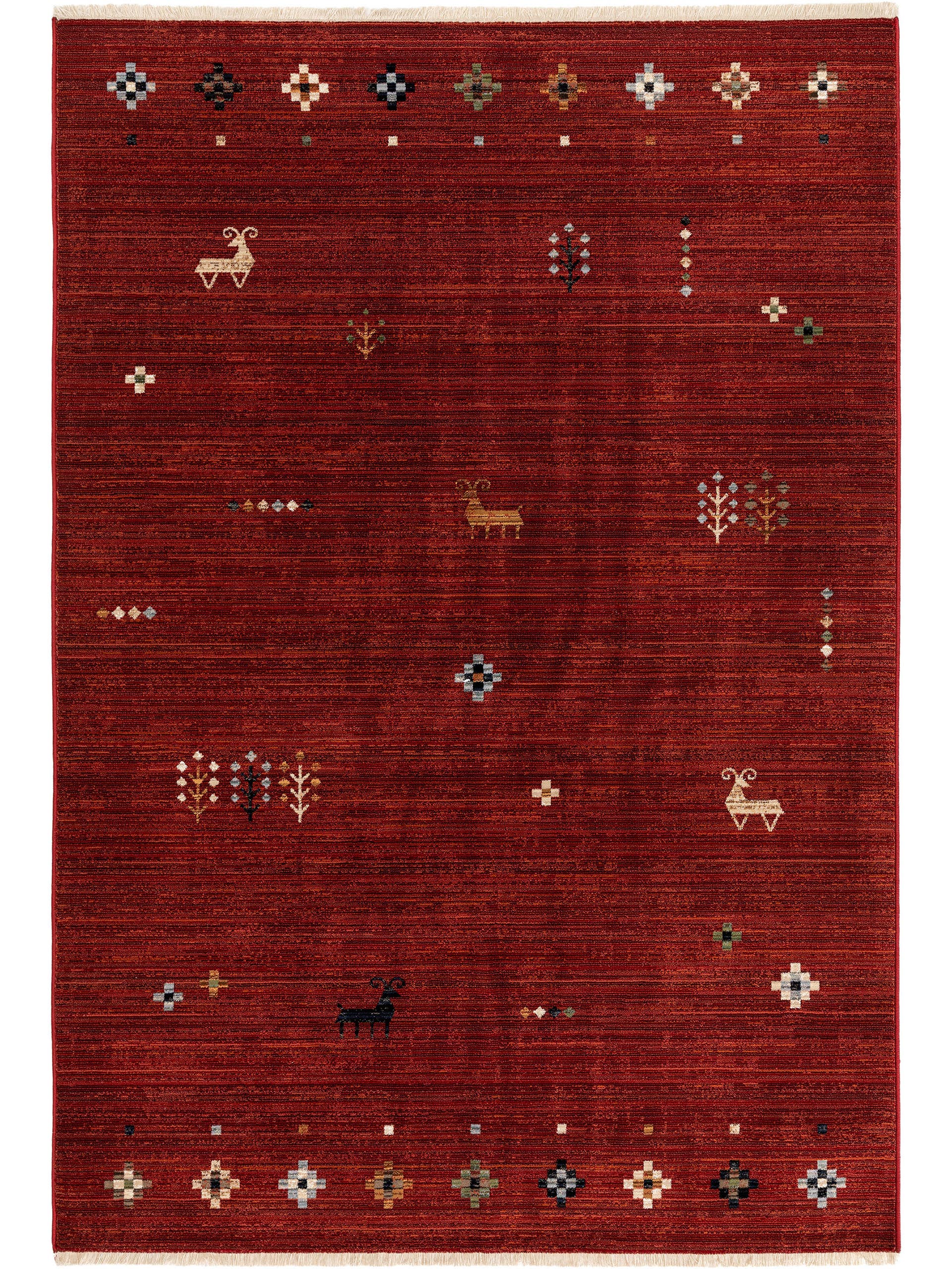 Tapis tissé à plat Stay Beige/Rouge 155x235 cm