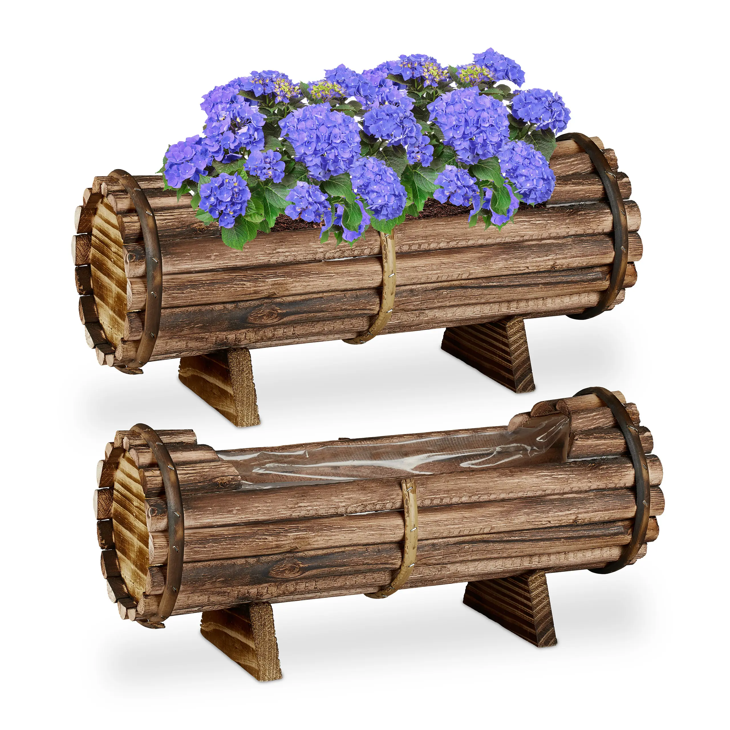 Set Blumenkasten Holz 2er