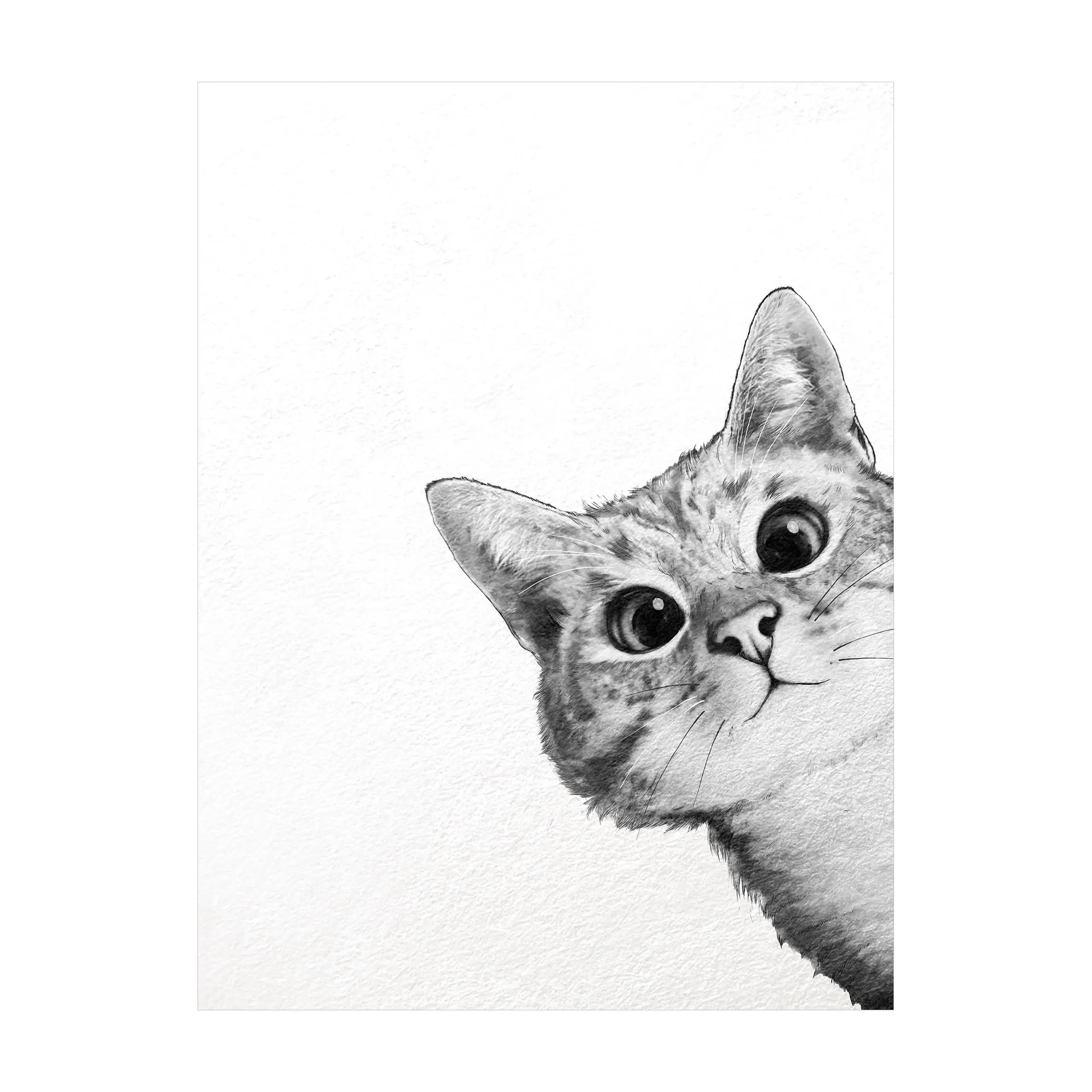 Zeichnung Schwarz Katze Wei脽