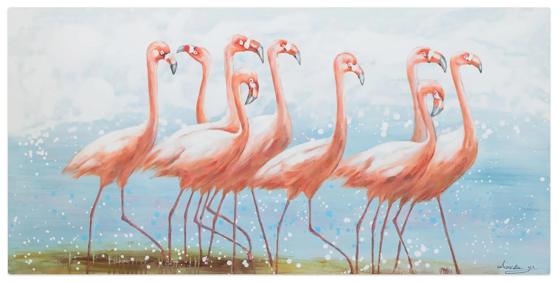 Flamingoclique handgemalt Acrylbild