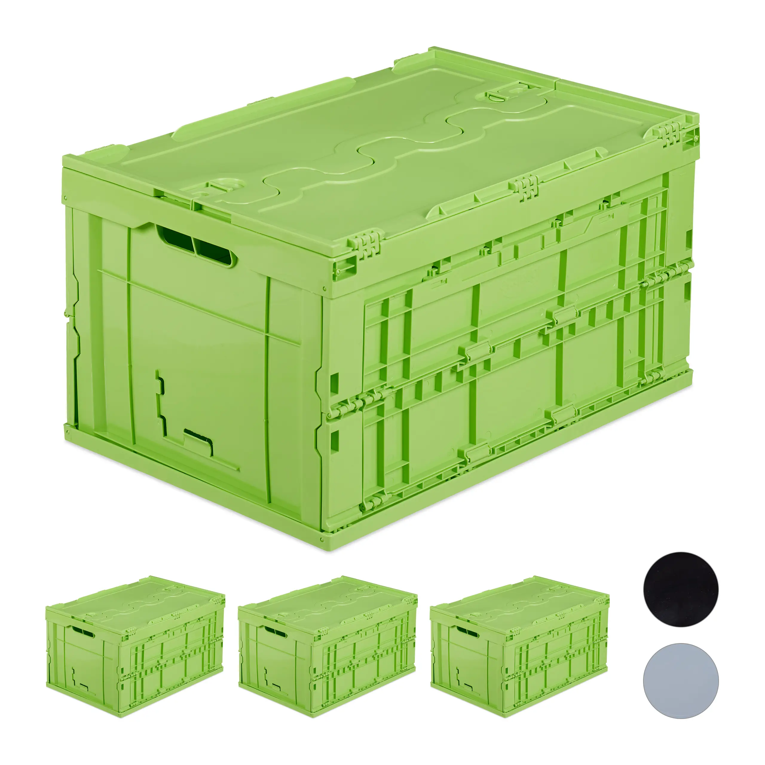 4 x Transportbox 60 L mit Deckel | Kisten