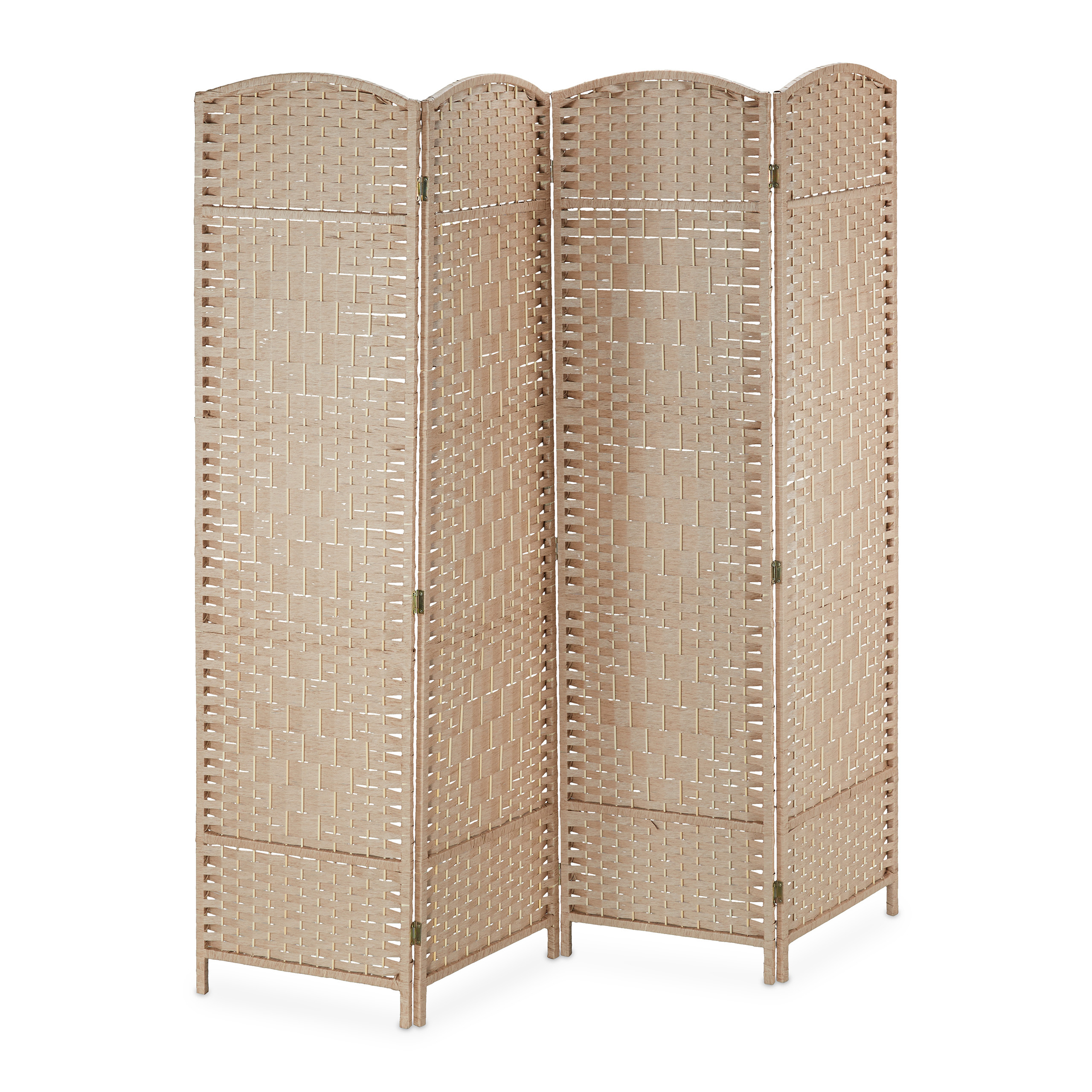 Homestyle4u 161, room divider, 3-piece, wood, brown tobacco, rice paper, white, height 175 cm