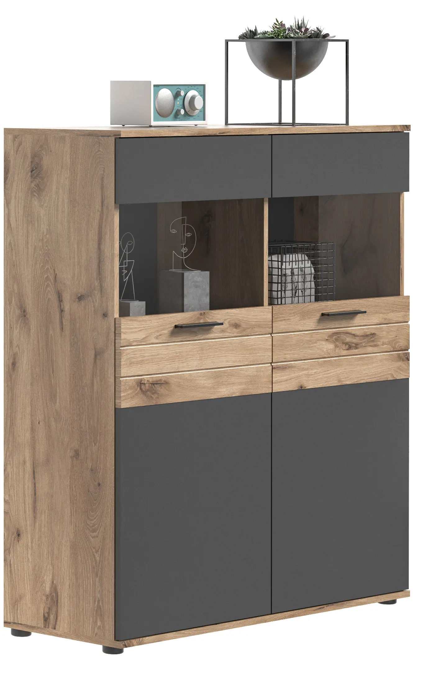 Grau Nox Balsat Eiche & Oak Vitrine