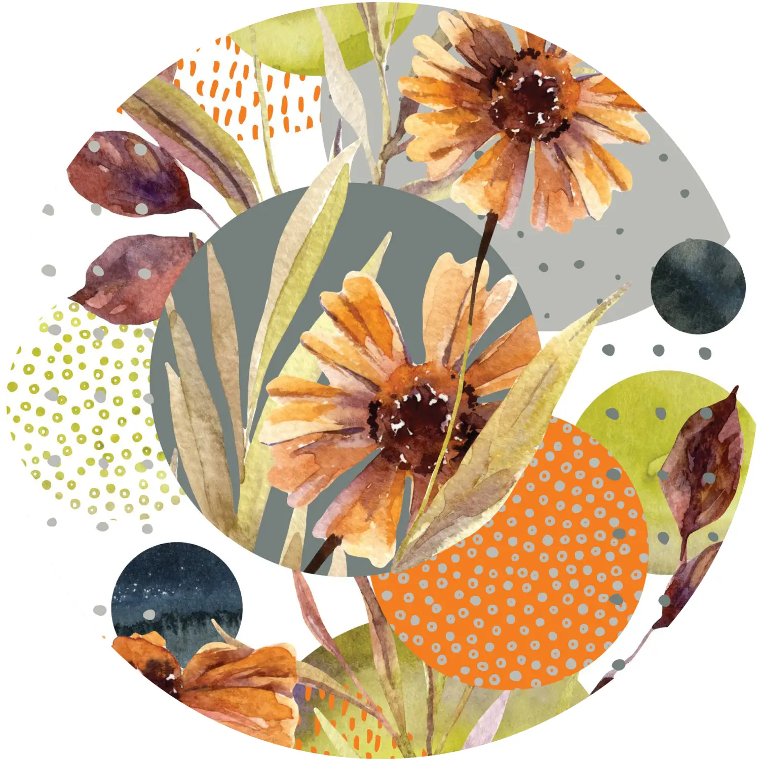 selbstklebende runde Tapete Blumen