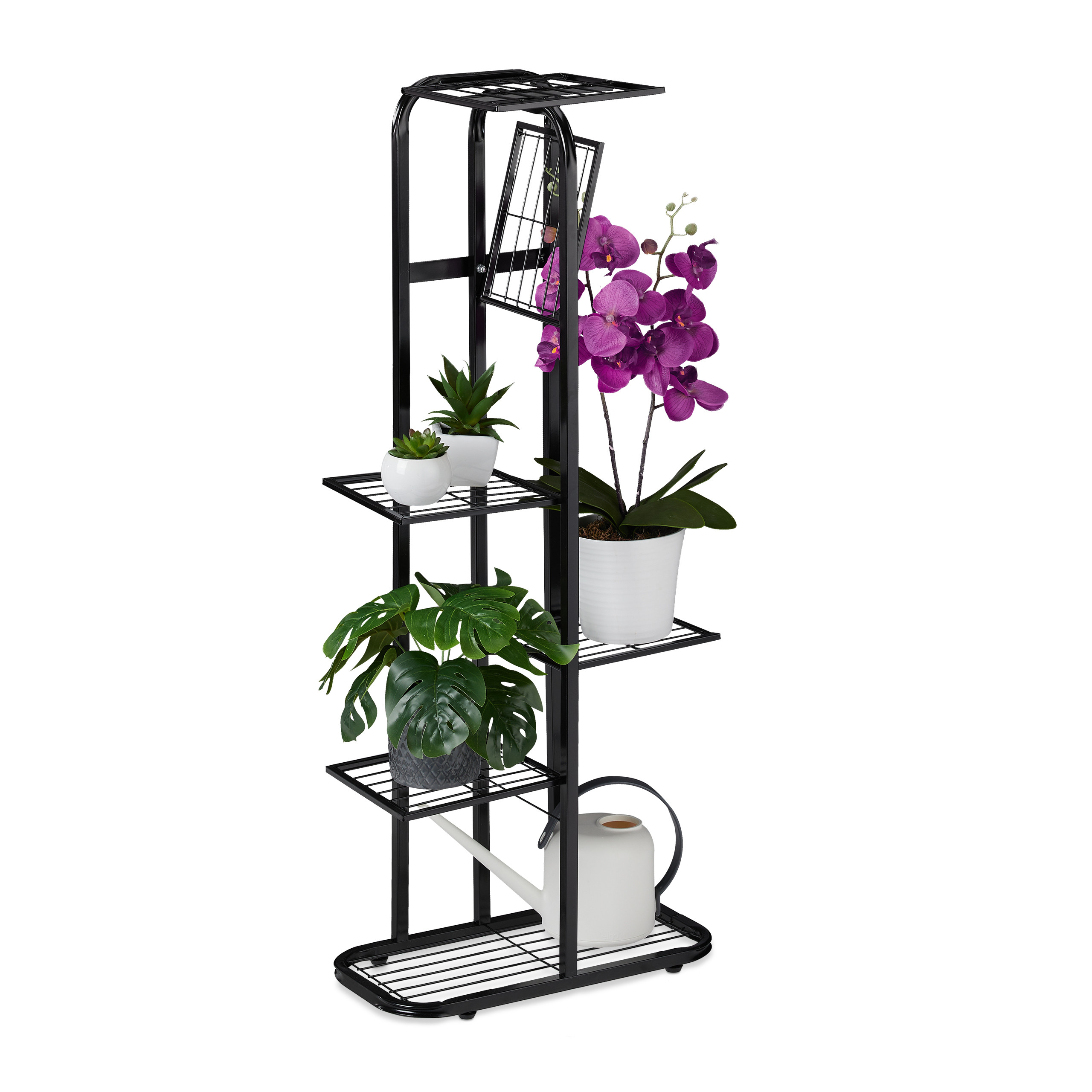 Étagère à Plantes Relaxdays 3 Niveaux - 50.5x44x22cm - Noir - Intérieur/Extérieur - Acier Poudré
