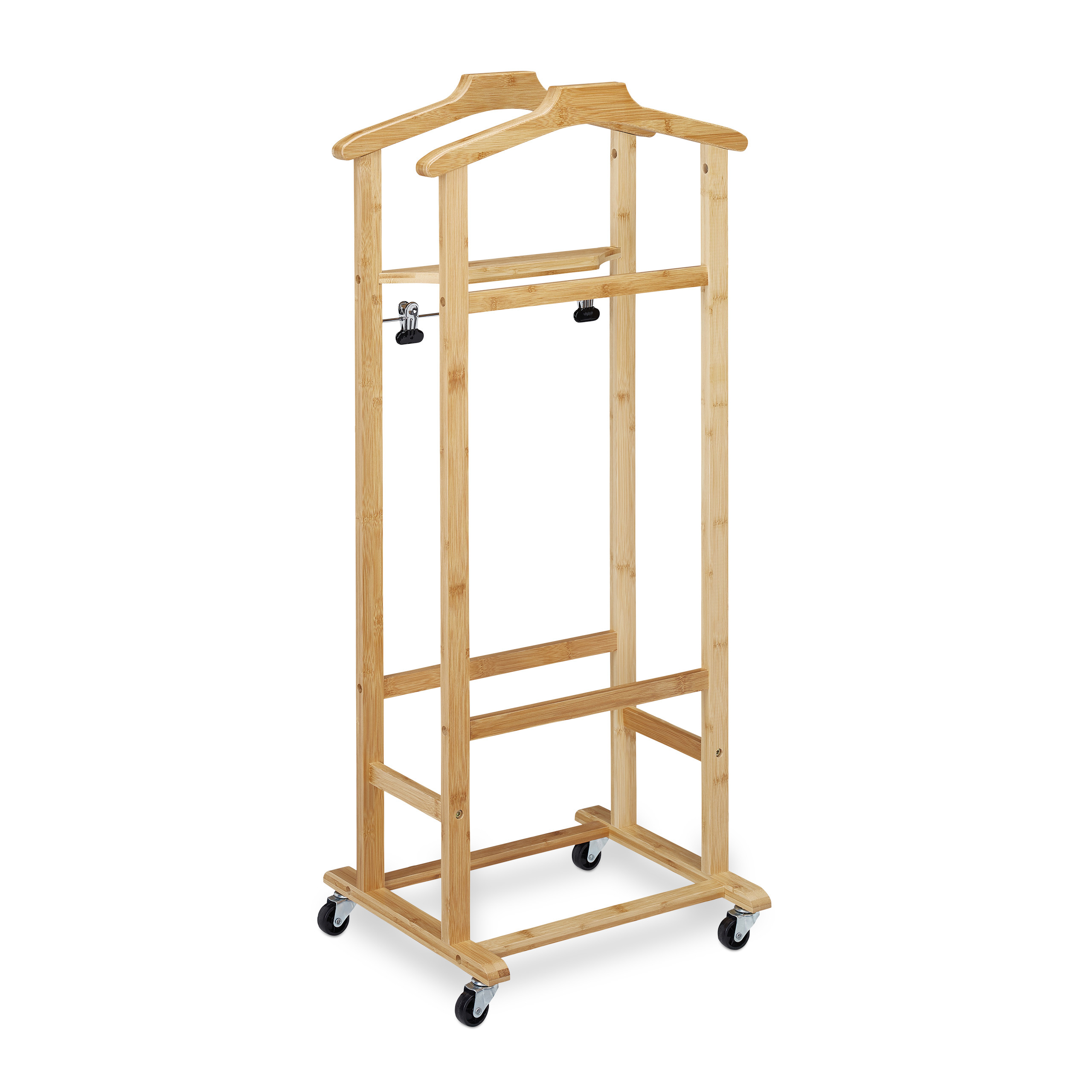 Valet De Chambre à Roulettes - H105cm X L44cm X P29cm - Bois Coloris