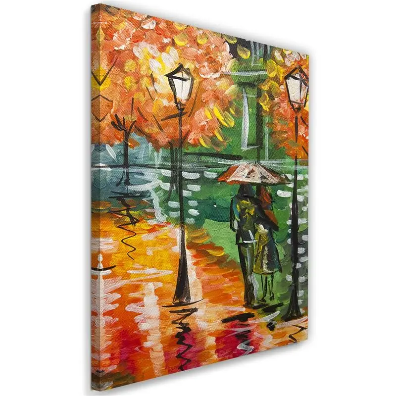 Wandbilder Paar Herbst Regen wie gemalt