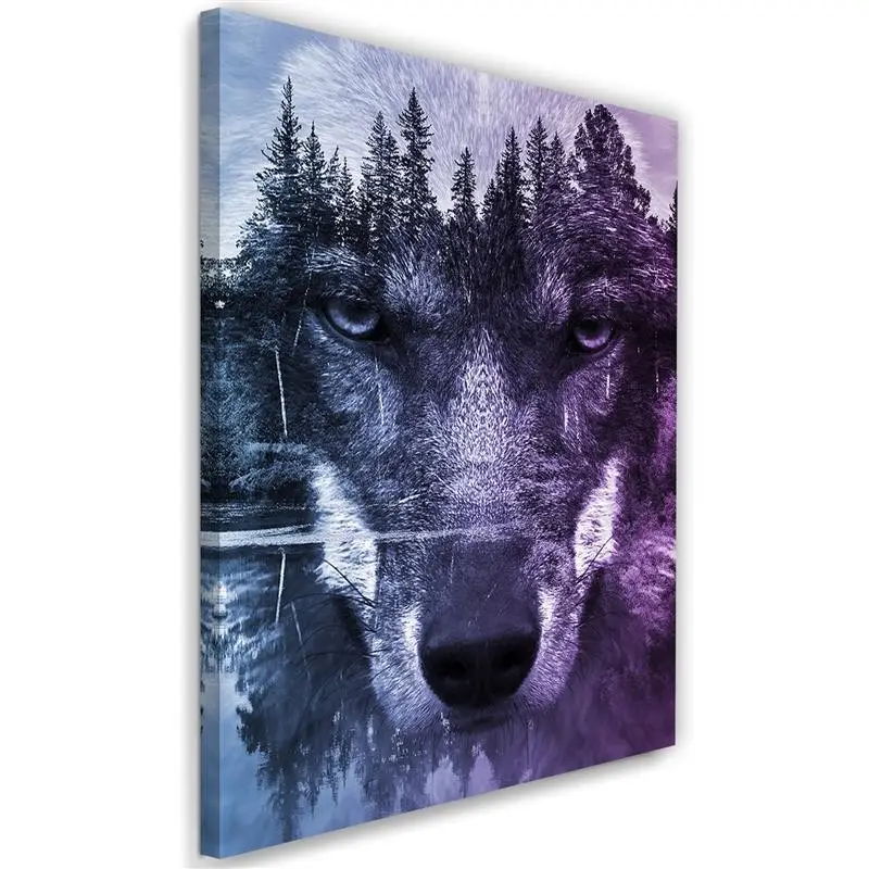 Lila Natur Wald Leinwandbilder Wolf