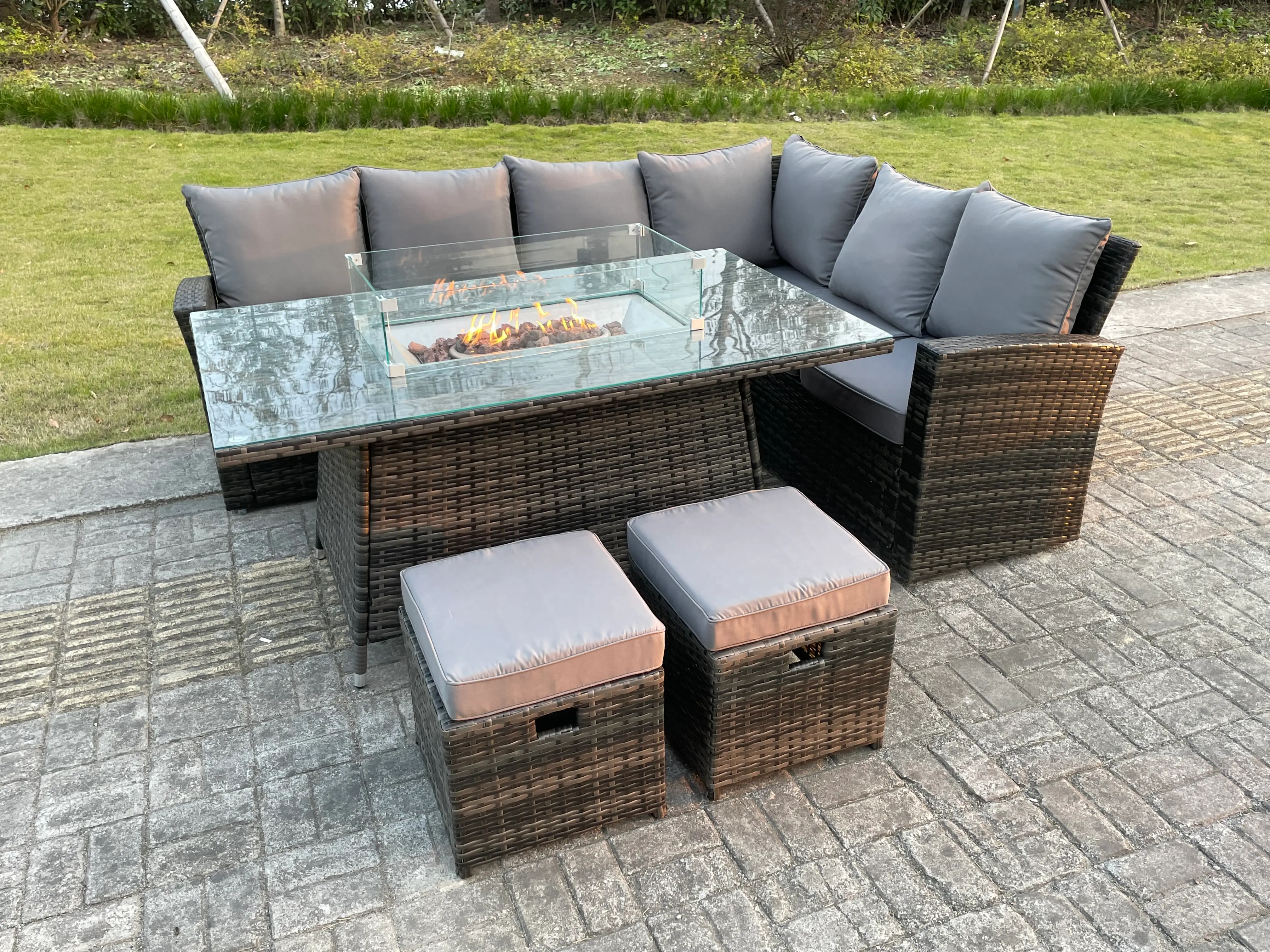 Gartenm枚bel Grau Outdoor (5er-Set)